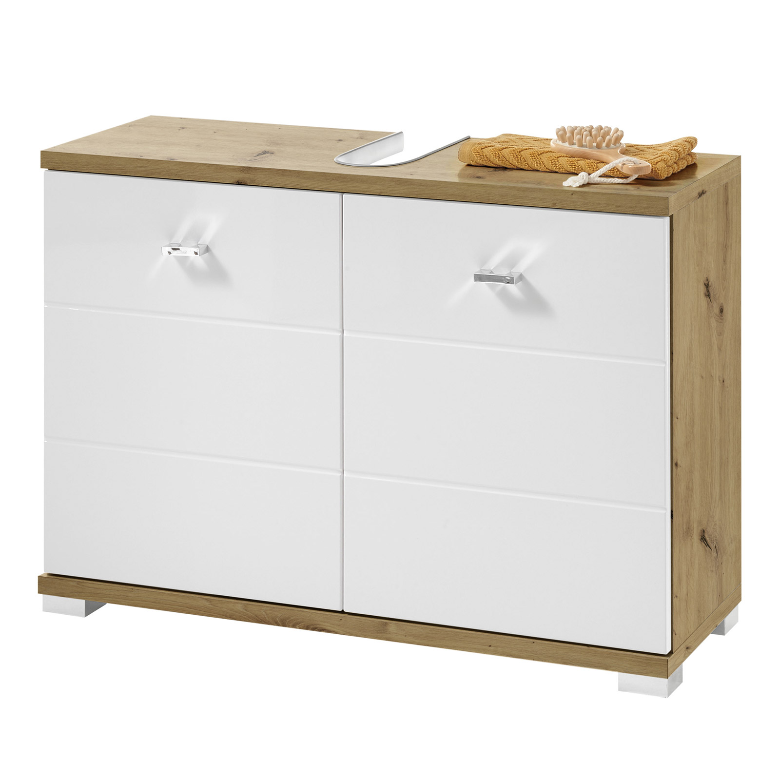 Waschbeckenunterschrank - weiß - Artisan Eiche - 80 cm breit