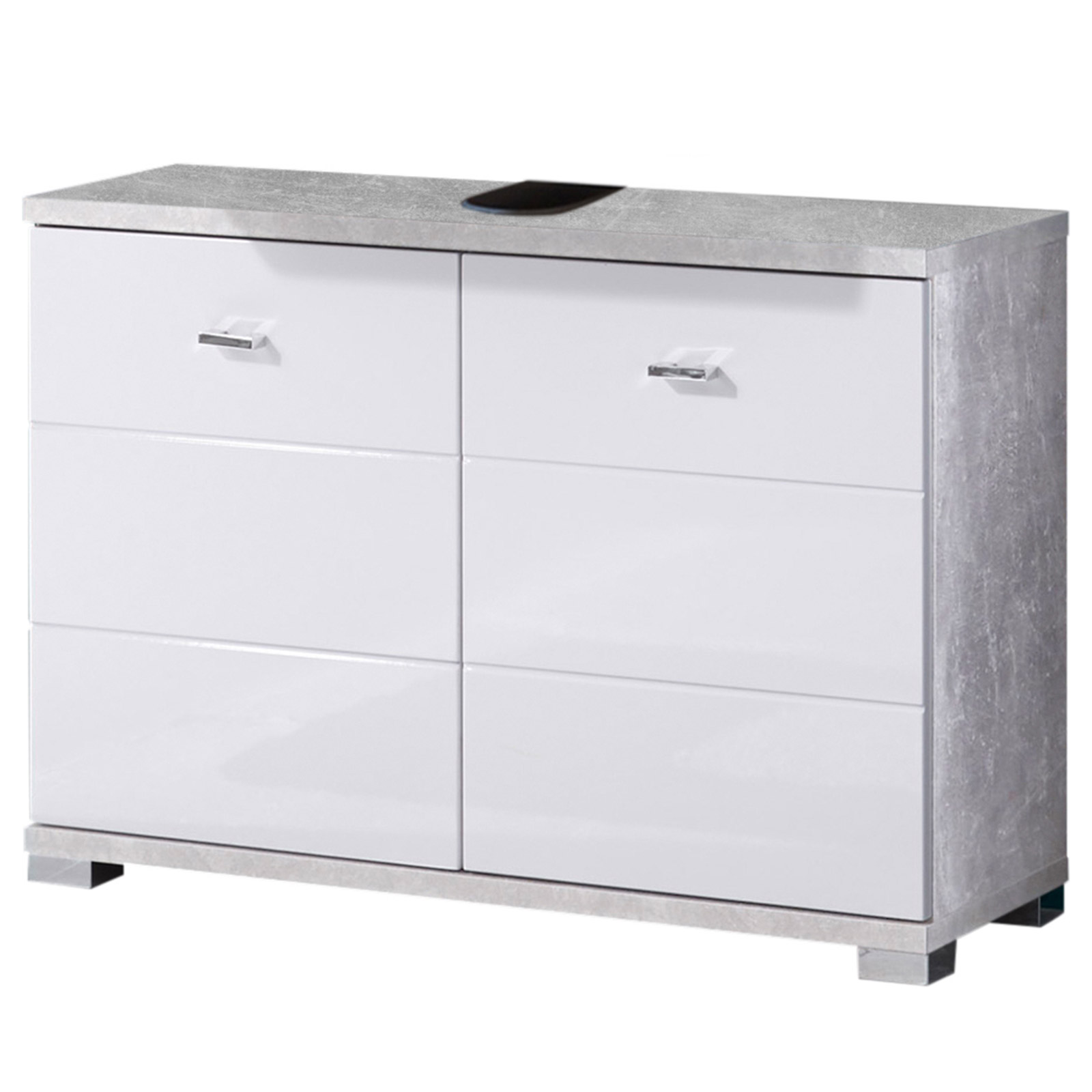 Waschbeckenunterschrank - weiß - Betonoptik - 80 cm breit