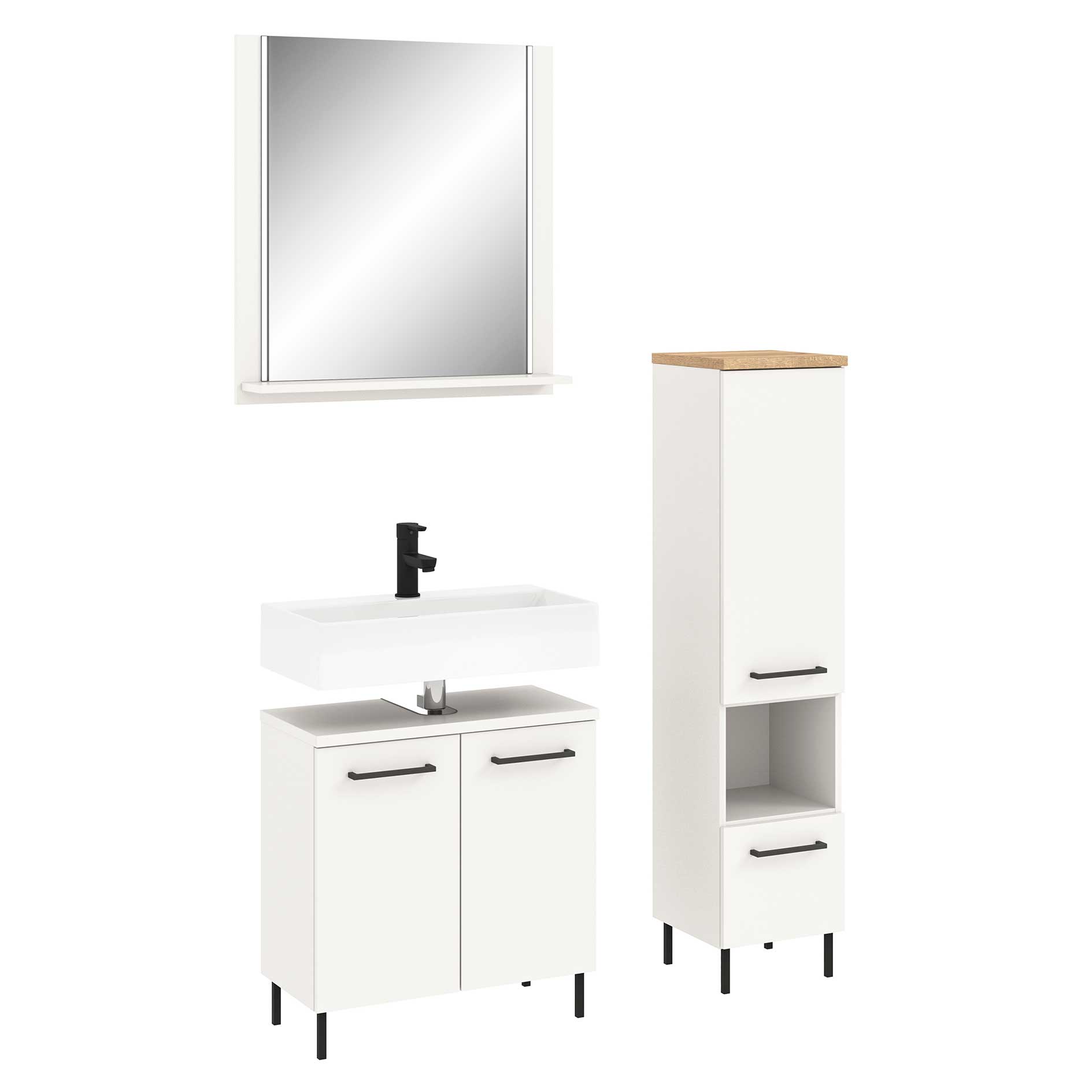 Waschbeckenunterschrank - weiß Glanz - 2 Türen - 60 cm
