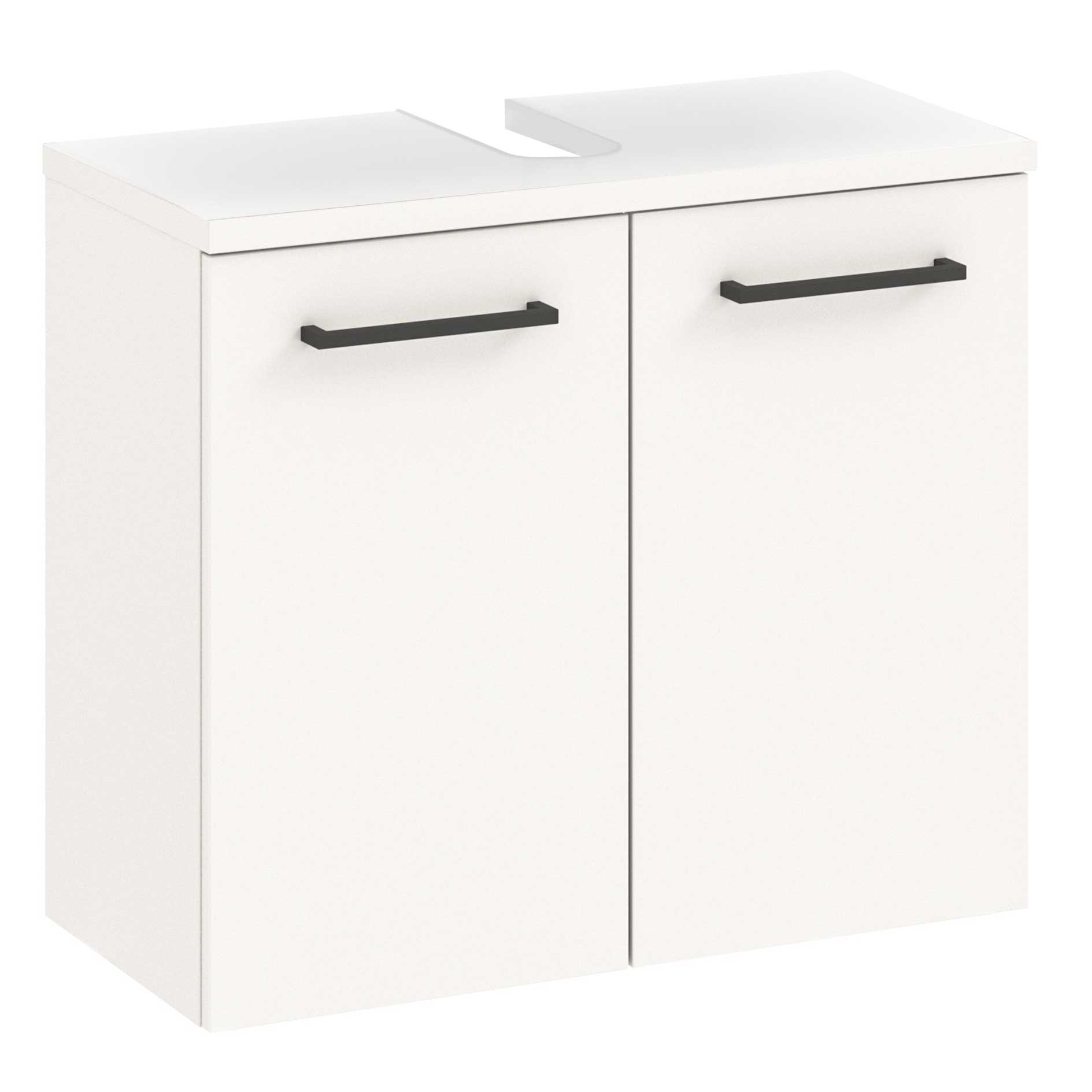 Waschbeckenunterschrank - weiß Glanz - 2 Türen - 60 cm