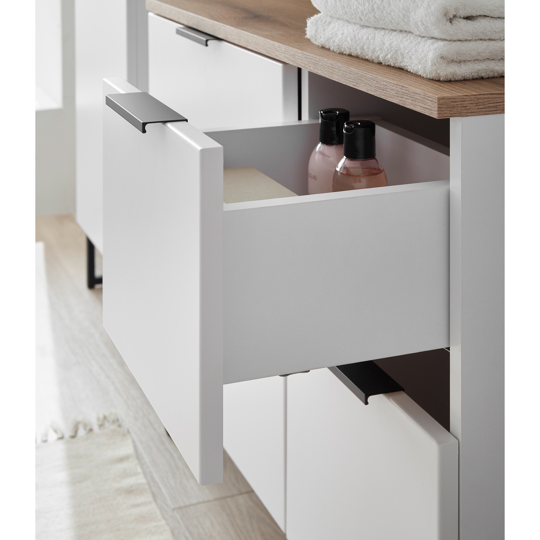 Waschbeckenunterschrank - weiß matt - Evoke Eiche - 80 cm