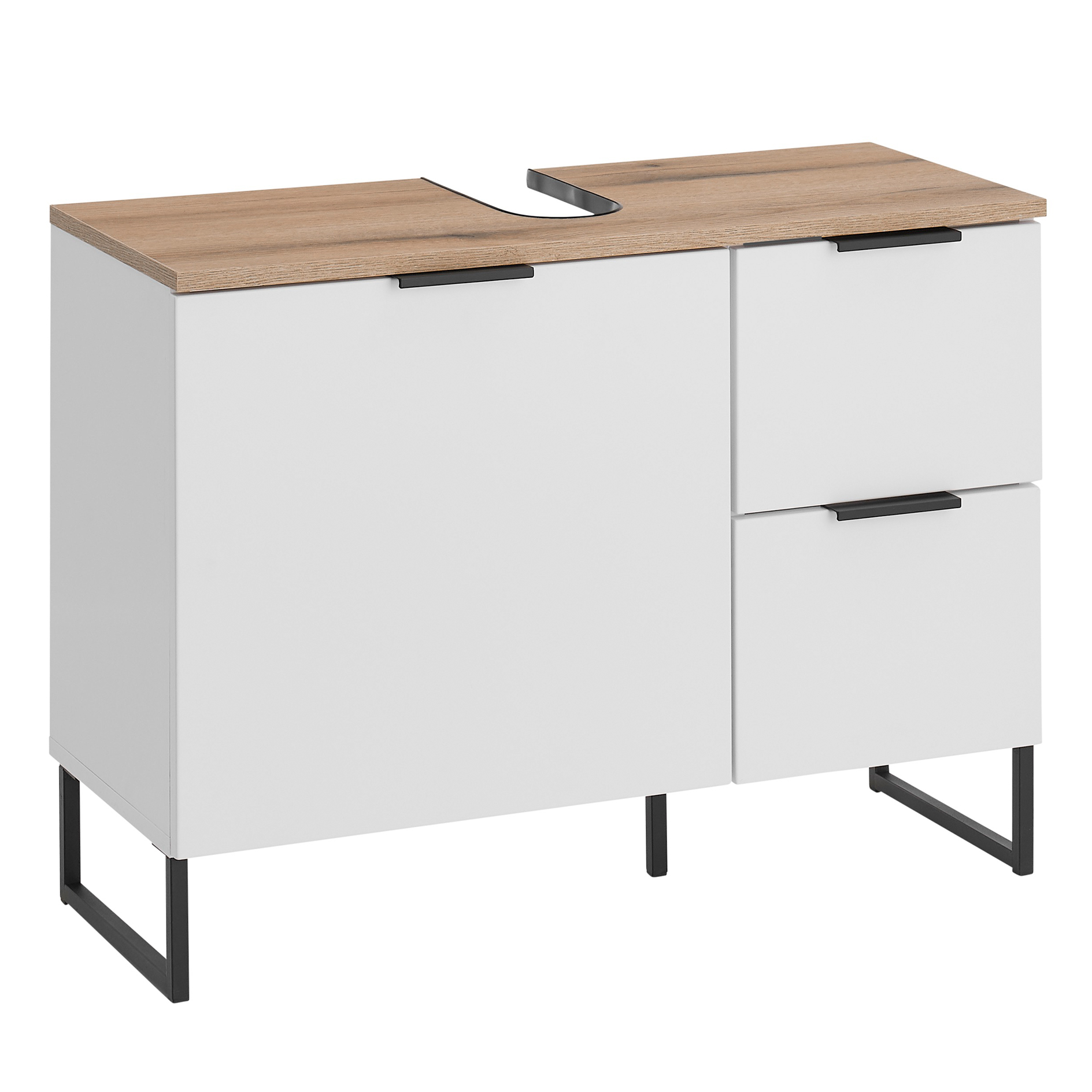 Waschbeckenunterschrank - weiß matt - Evoke Eiche - 80 cm
