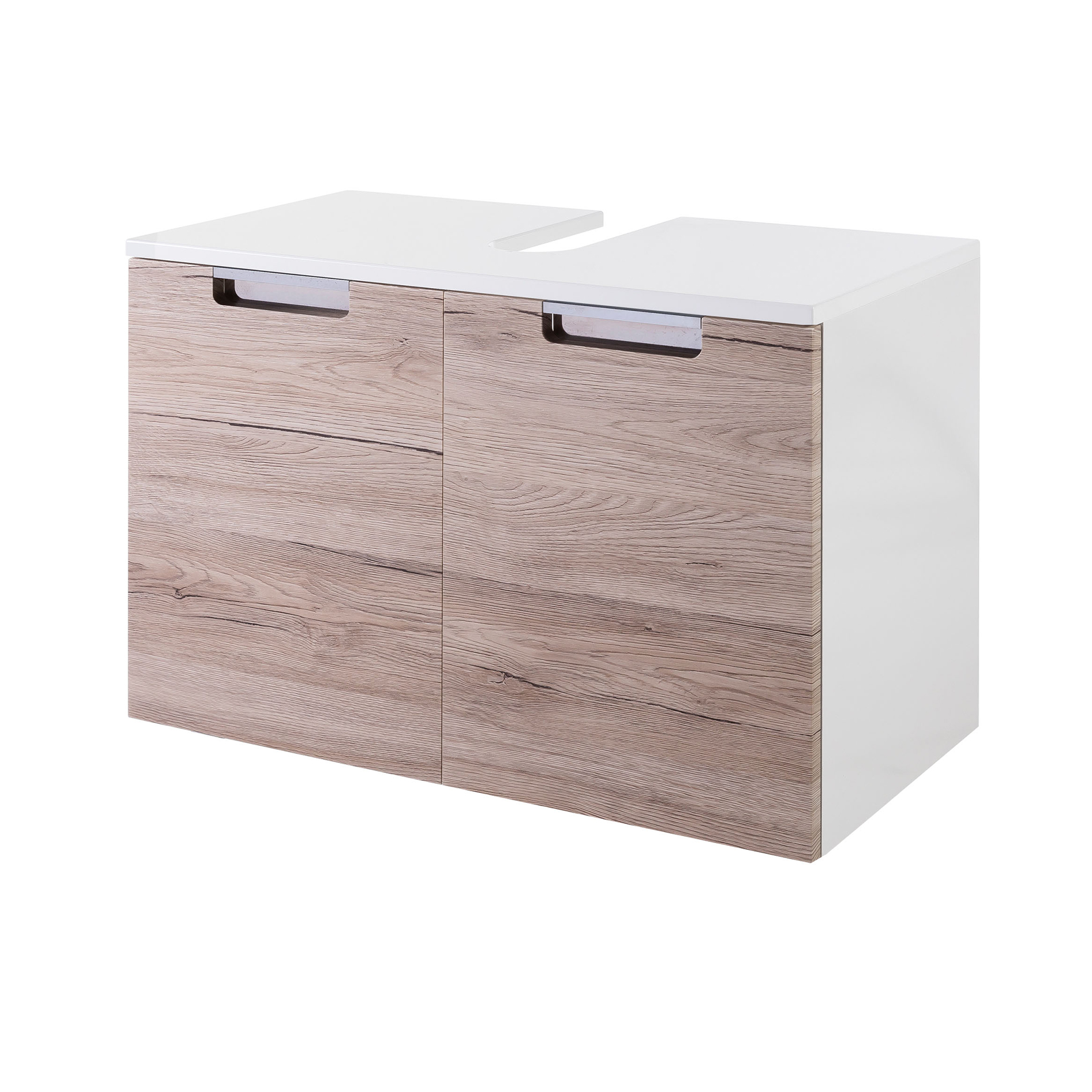 Waschbeckenunterschrank - weiß-Sanremo Eiche - 65 cm