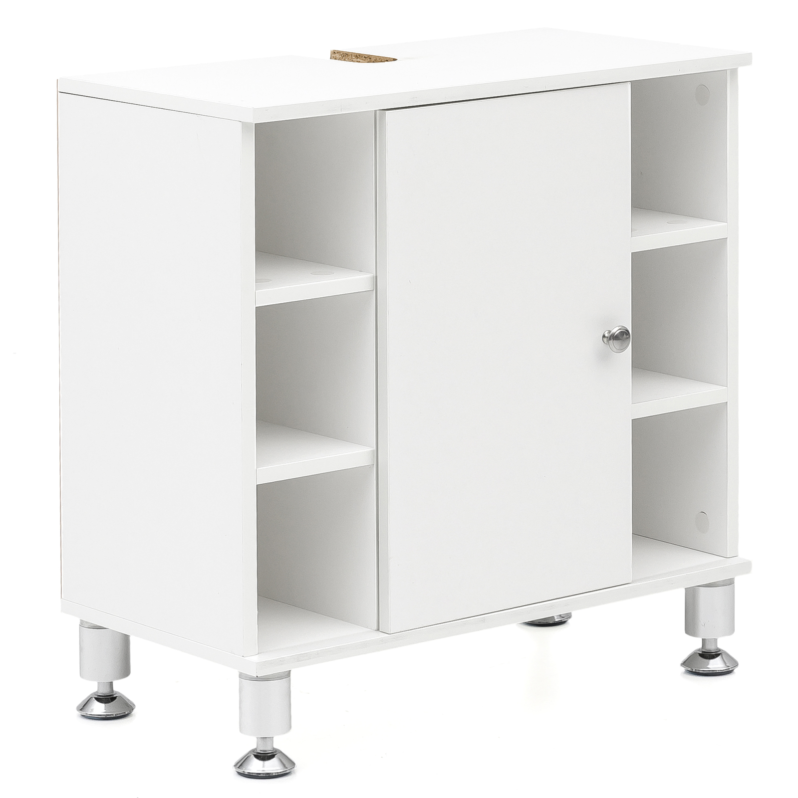 Waschbeckenunterschrank - weiß-silber - 64 cm hoch