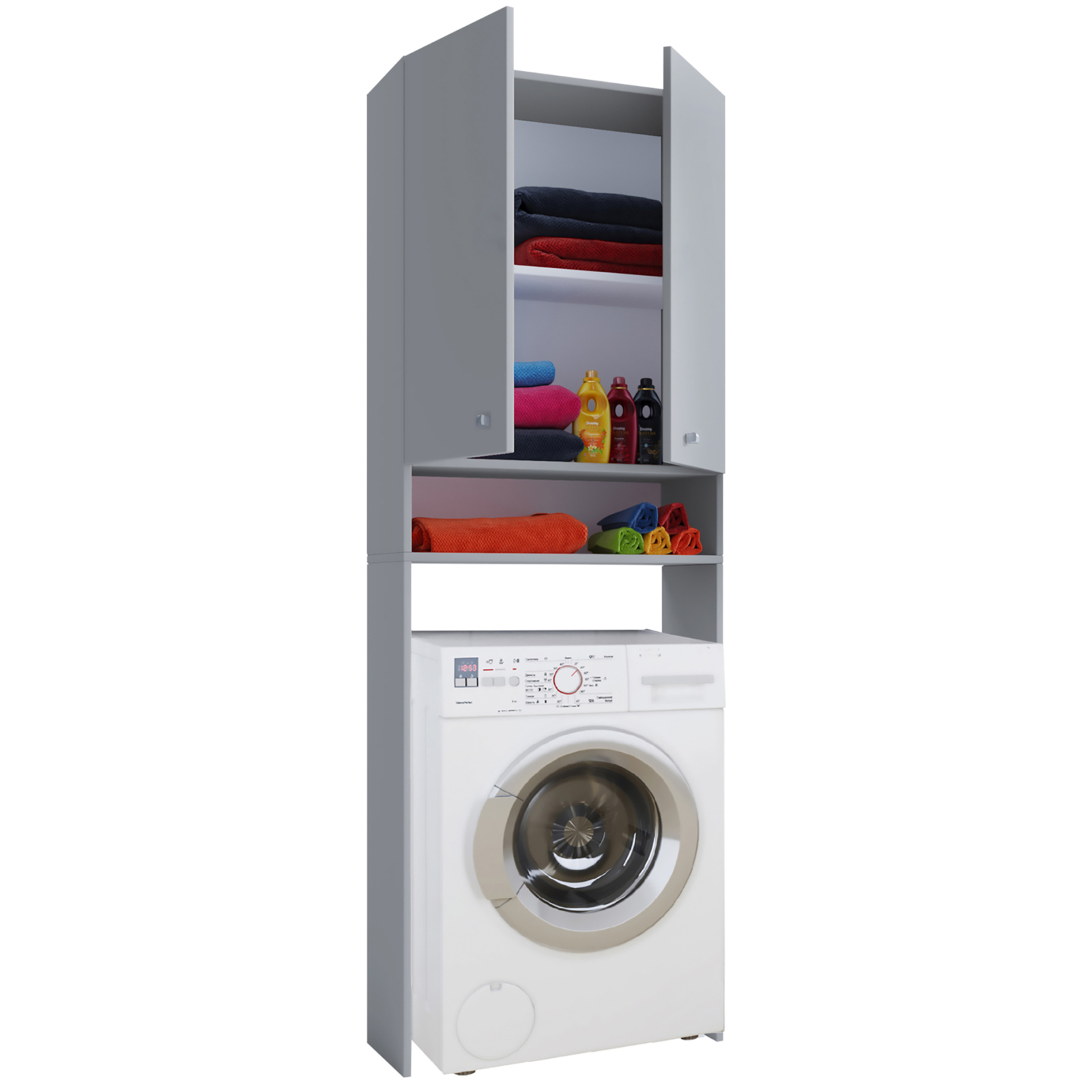 Waschmaschinenschrank LONA - grau - 64,2 cm breit