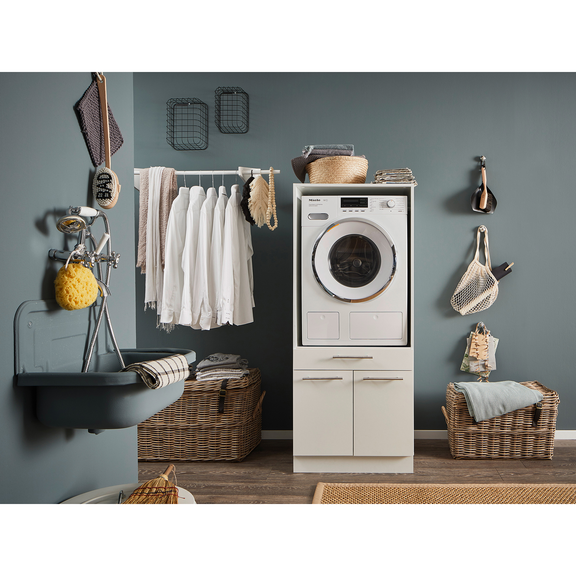 Waschmaschinenschrank - weiß - 68 cm breit