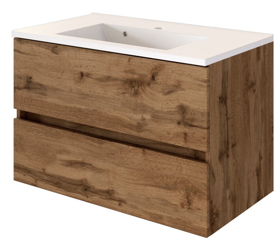 Waschtisch BAABE - Wotaneiche - mit Mineralgussbecken - 80 cm