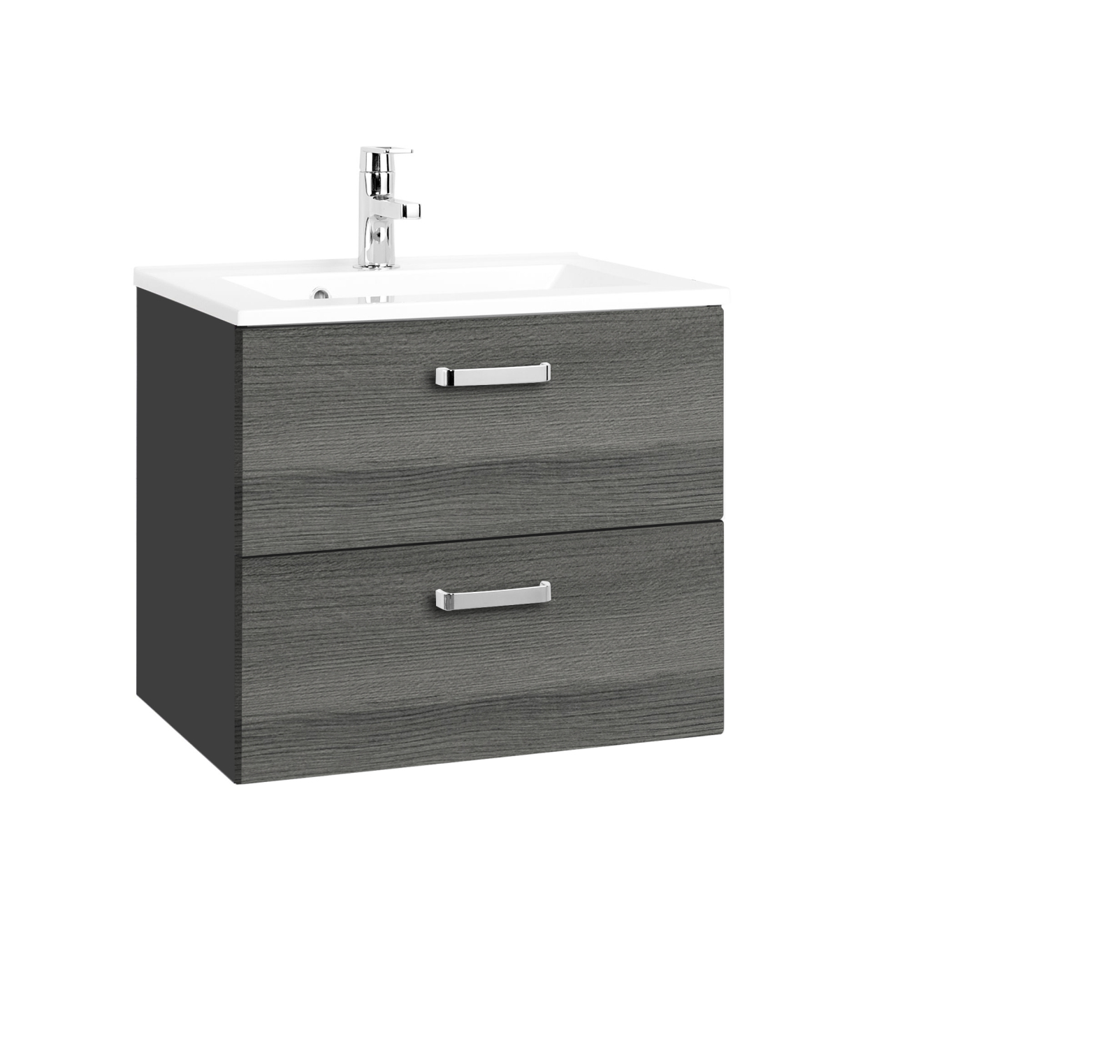 Waschtisch BOLOGNA - grafitgrau-Eiche rauchsilber - 60 cm