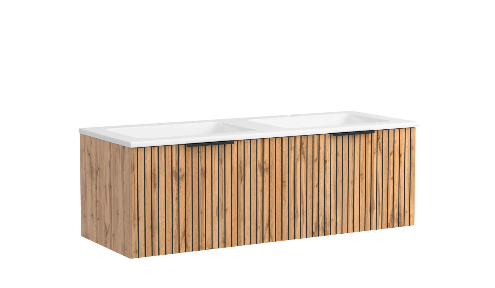 Waschtisch CHESTER - Wotaneiche - weißes Waschbecken - 120 cm