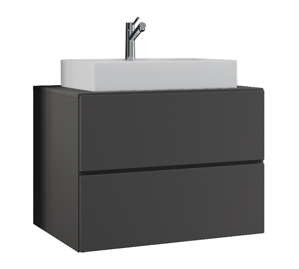 Waschtisch LENDAS S - anthrazit - Keramik-Waschbecken - 80 cm