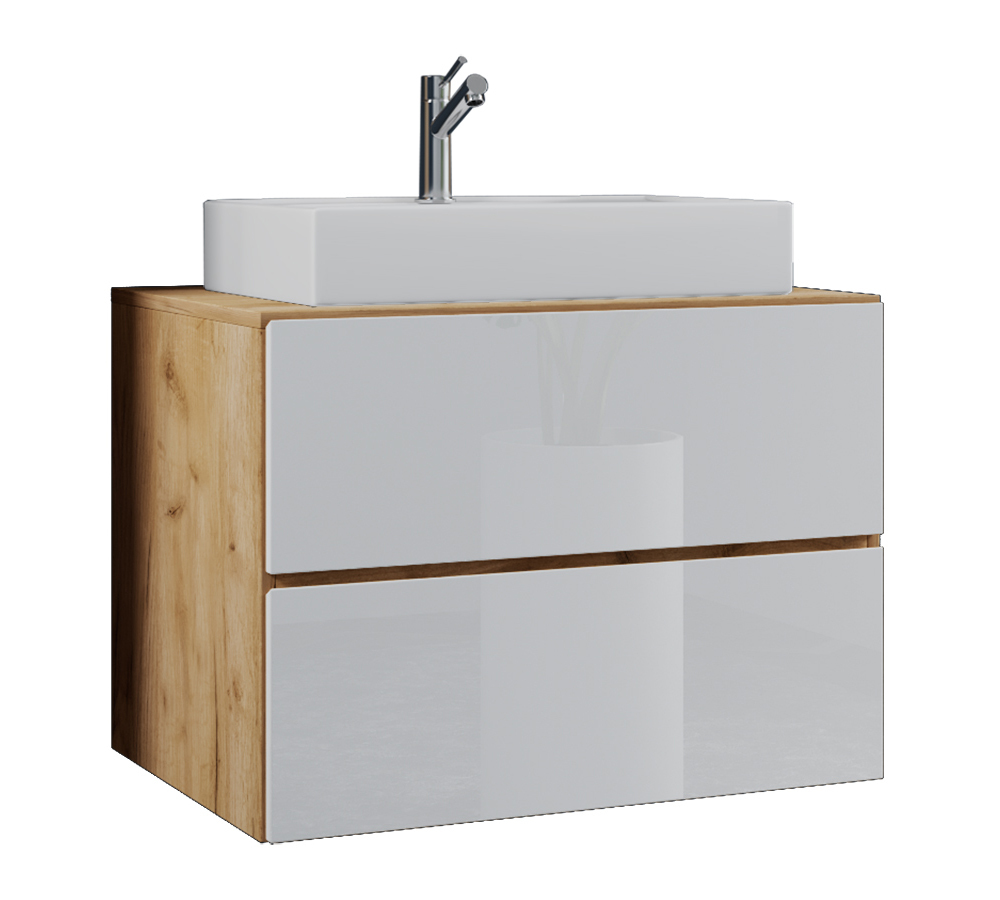Waschtisch LENDAS S - Honig Eiche - weiß - 60 cm
