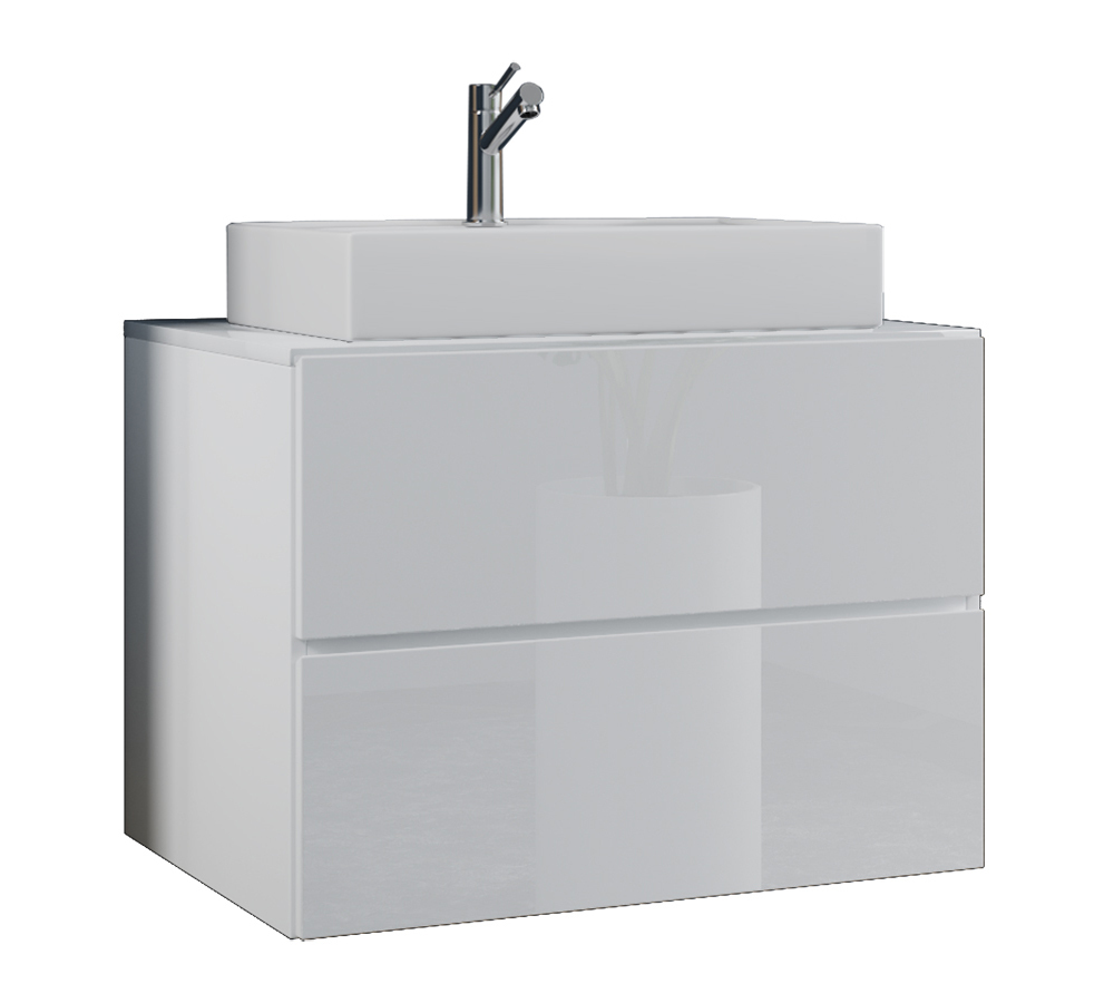 Waschtisch LENDAS S - weiß Hochglanz - Keramik-Waschbecken - 80 cm