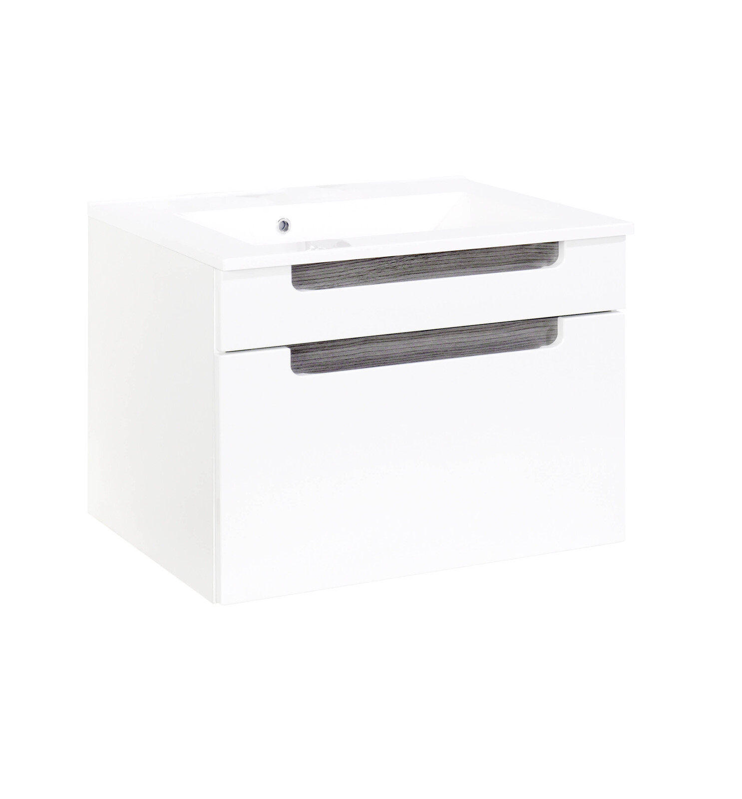 Waschtisch SIENA - weiß Hochglanz - Eiche Rauchsilber - 80 cm