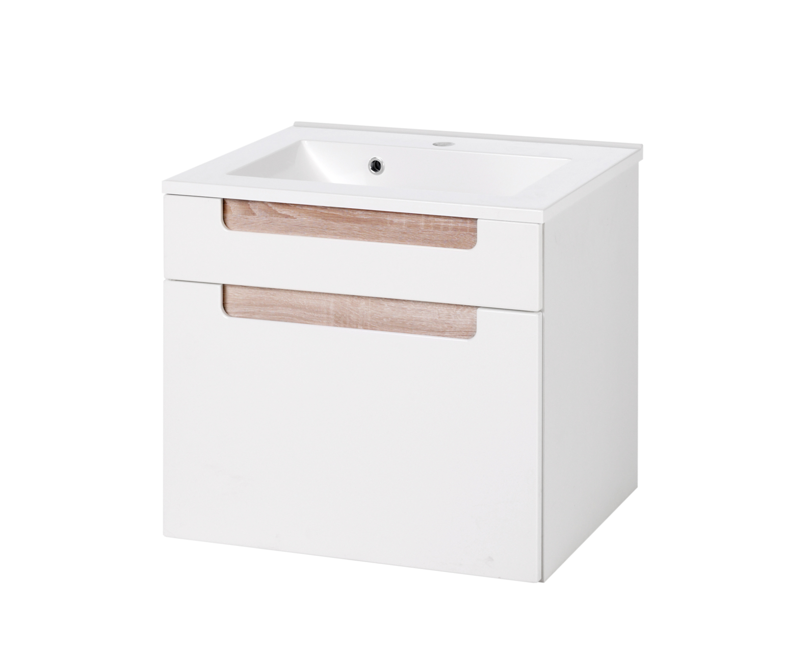 Waschtisch SIENA - weiß Hochglanz - Eiche Sonoma - 60 cm