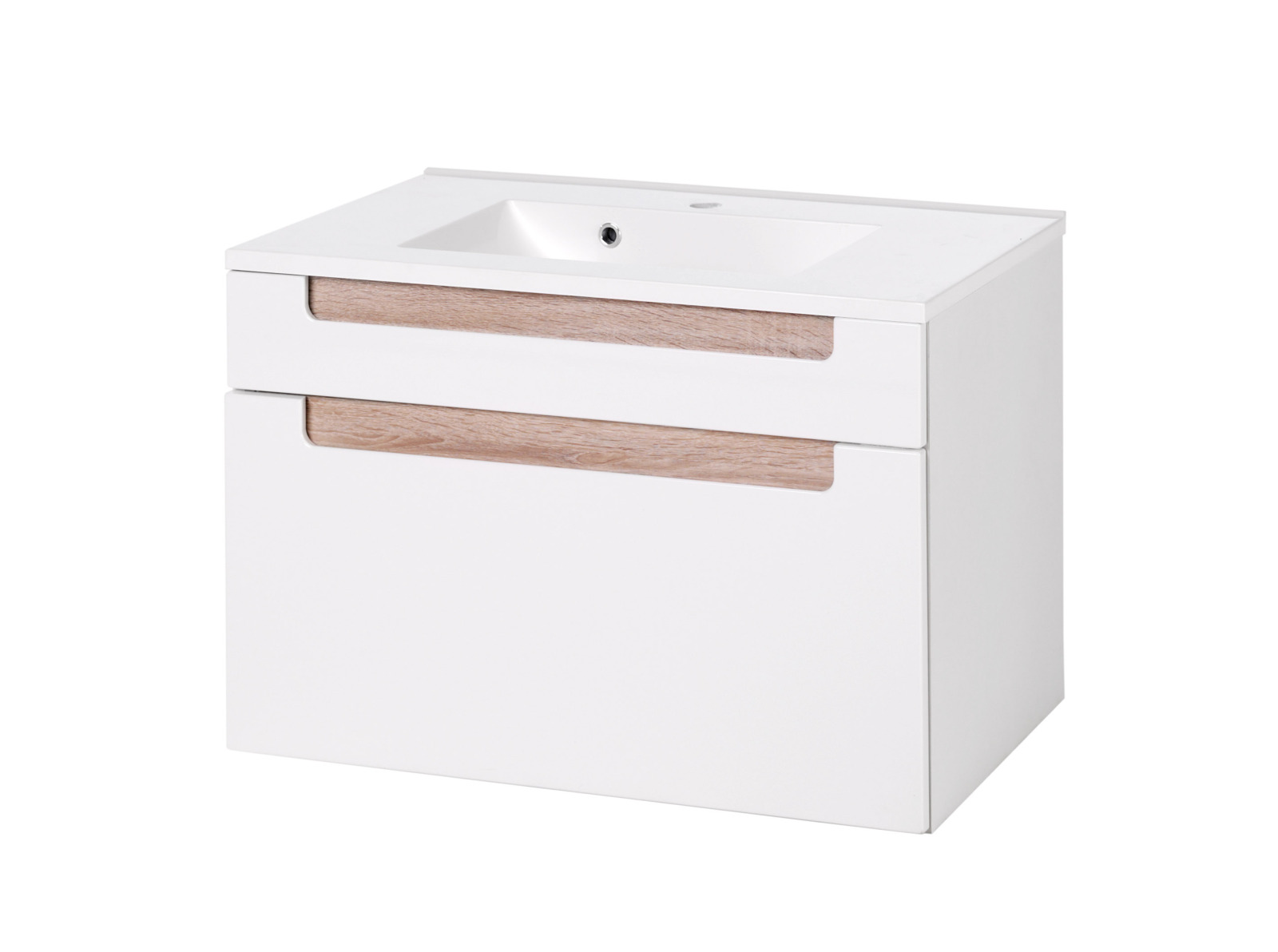 Waschtisch SIENA - weiß Hochglanz - Eiche Sonoma - 80 cm