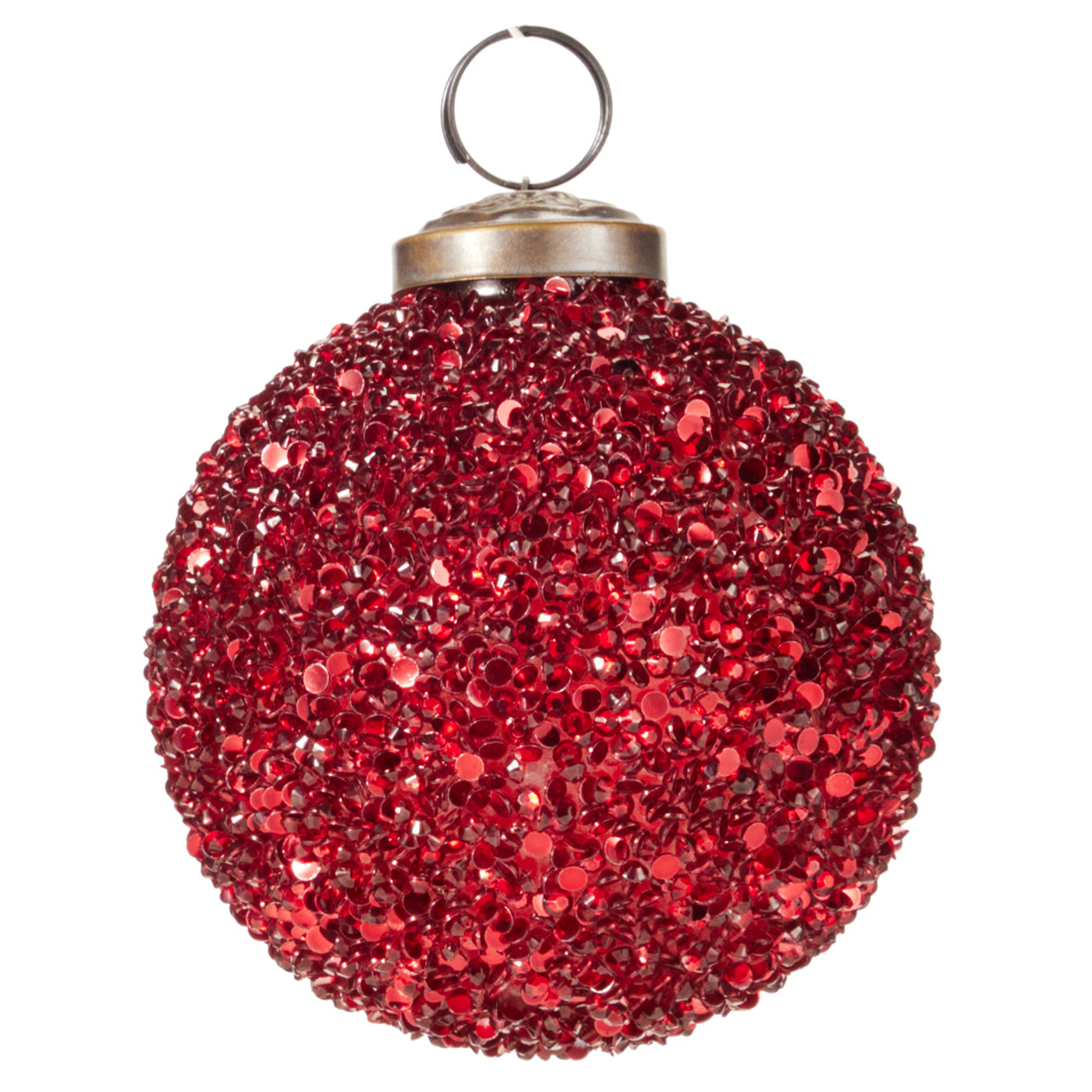 Weihnachtskugel Glam - rot - Glas