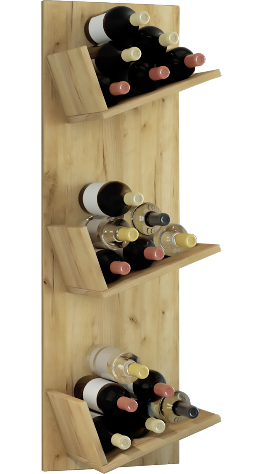 Weinregal VINOSI - Honig-Eiche - 3 Fächer - 33 cm