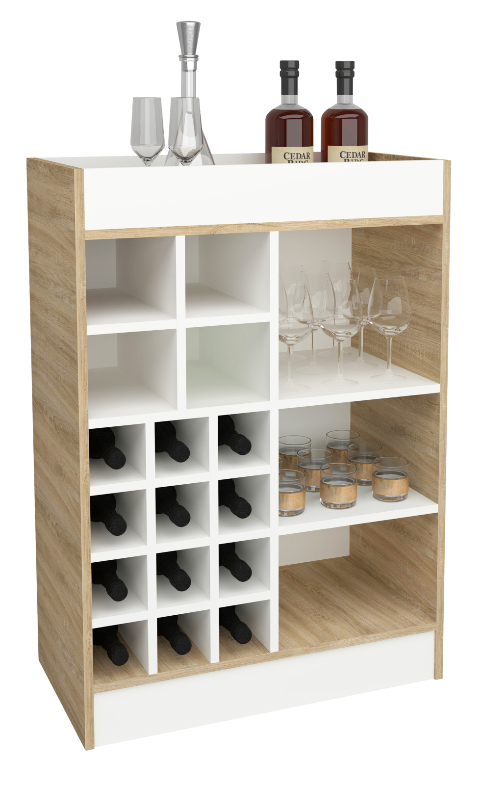 Weinschrank ESILO - Sonoma Eiche - weiß - 70x100 cm