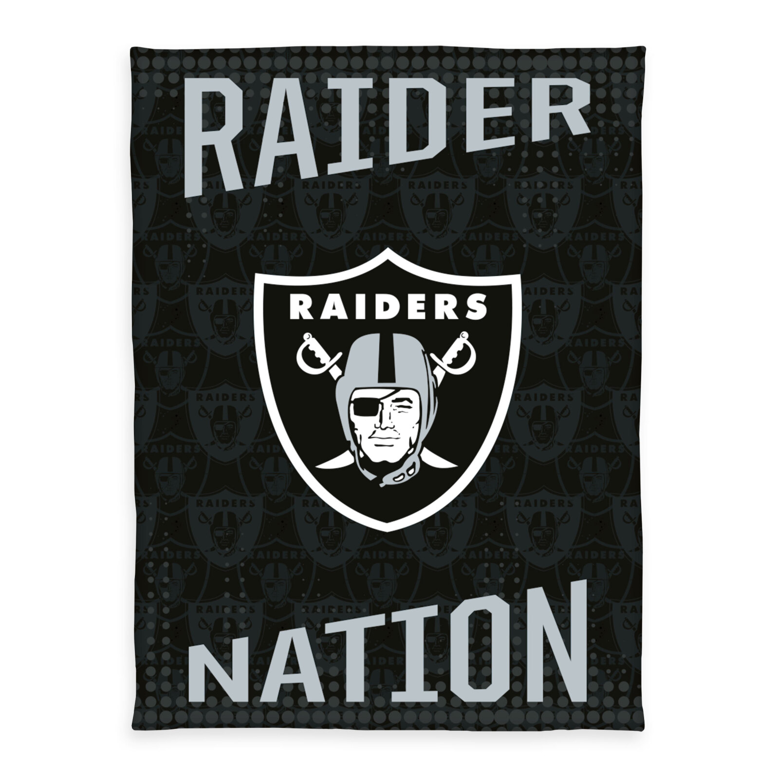 Wellsoft-Decke NFL Raiders - schwarz-grau-weiß - 150x200 cm