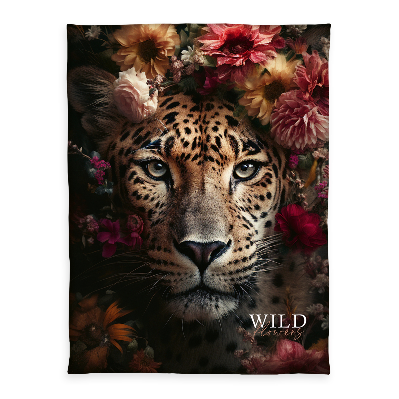 Wellsoft-Flauschdecke WILD FLOWERS LEOPARD - bunt - 150x200 cm