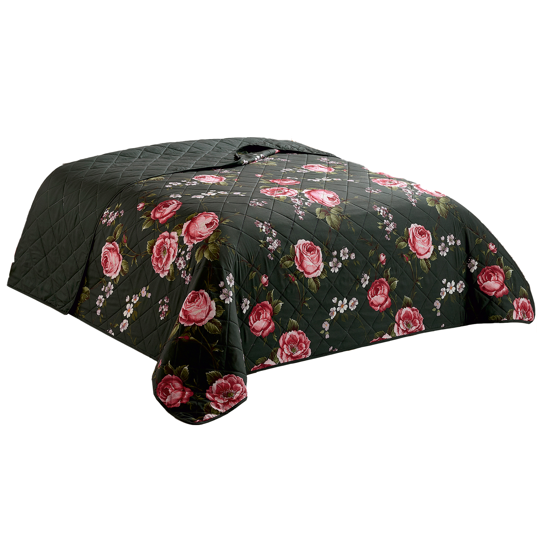 Wende-Tagesdecke - anthrazit-rosa - 220x240 cm