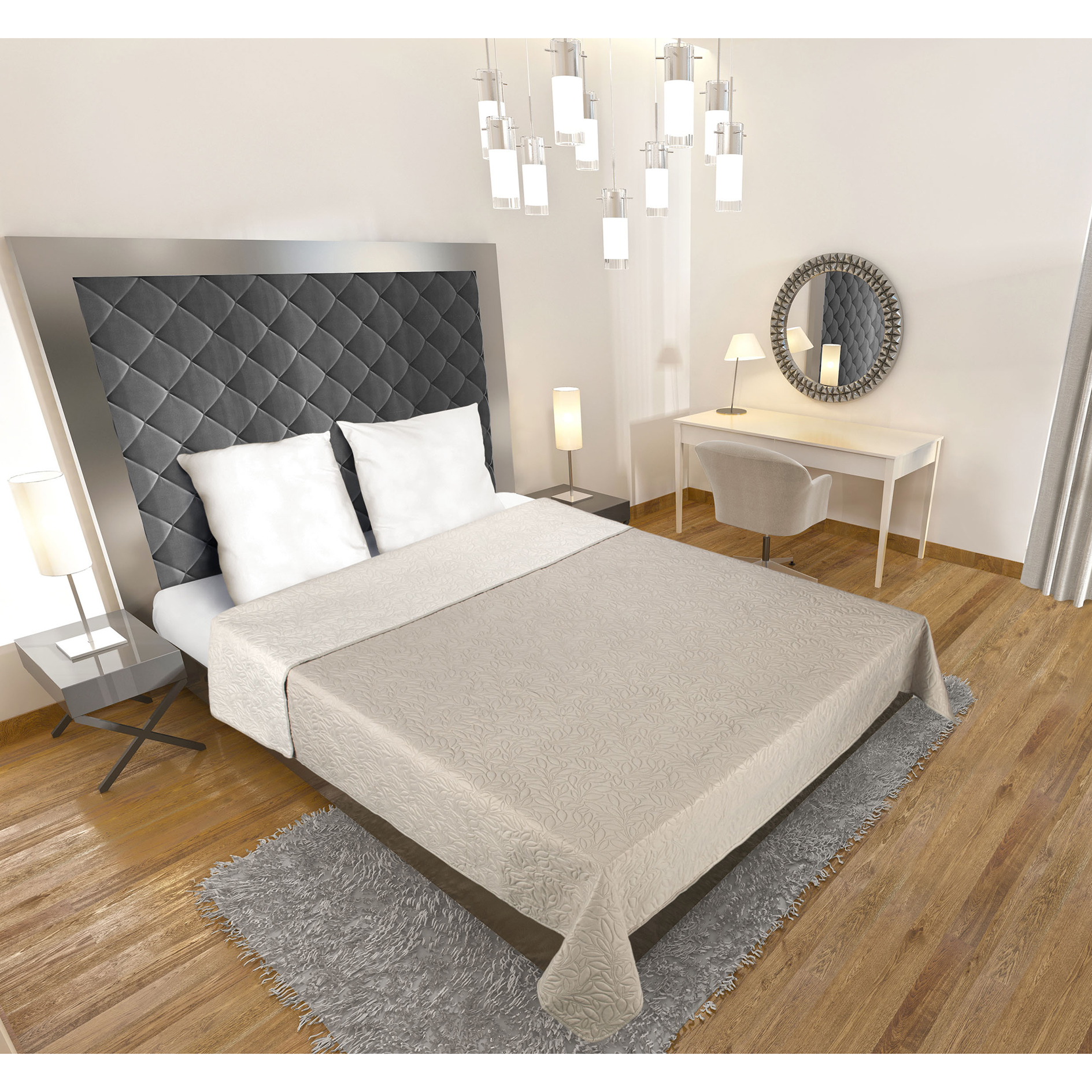 Wende-Tagesdecke - taupe-beige - 220x240 cm
