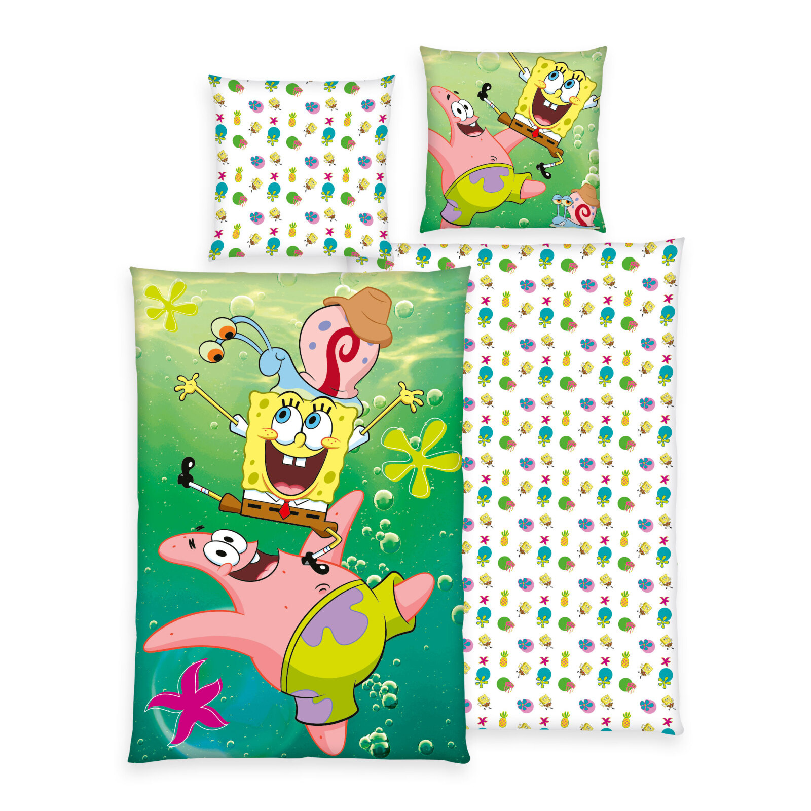 Wendebettwäsche SPONGEBOB SCHWAMMKOPF - bunt - 135x200 cm