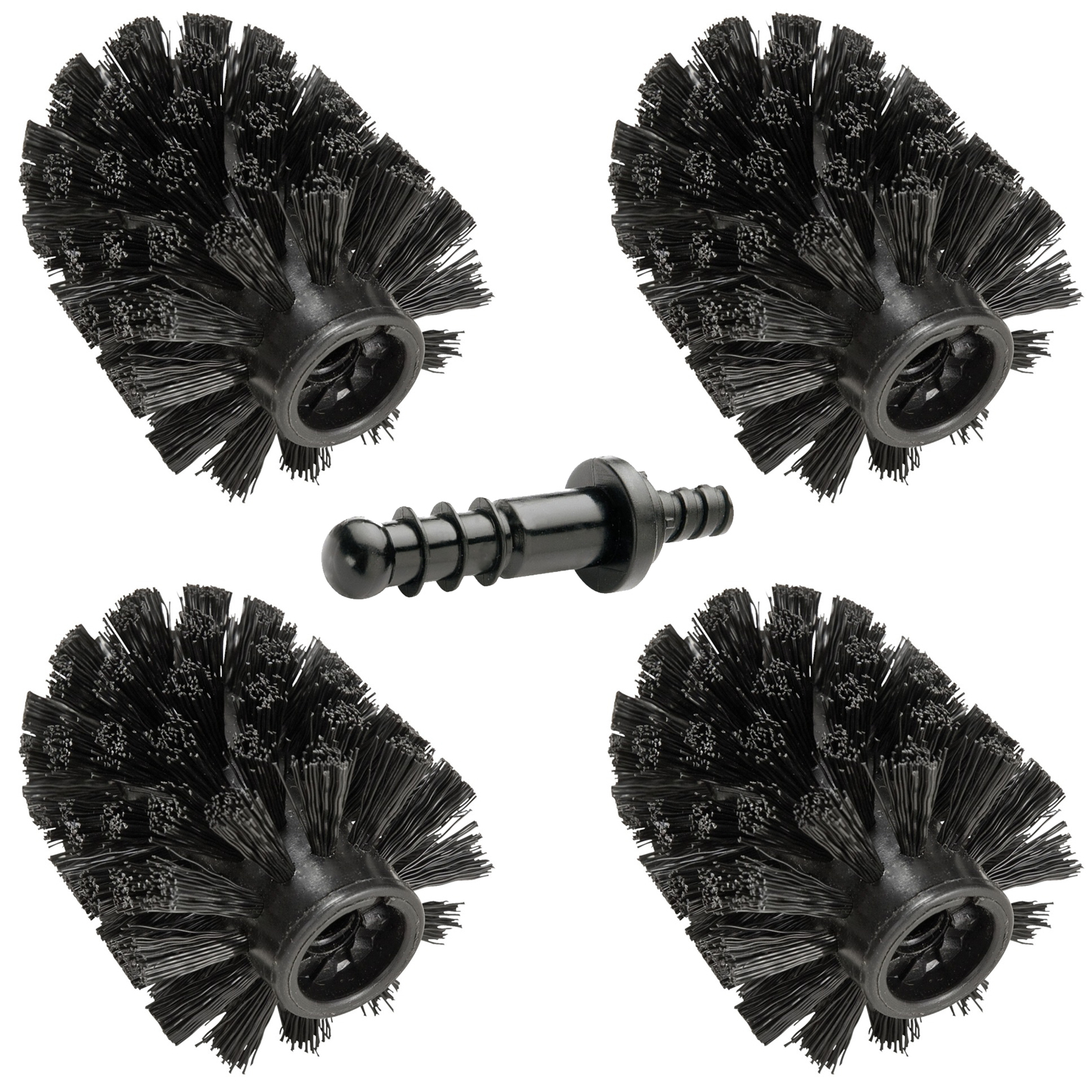 WENKO 4er-Set WC-Ersatzbürsten - schwarz - mit Adapter - 7,5 cm