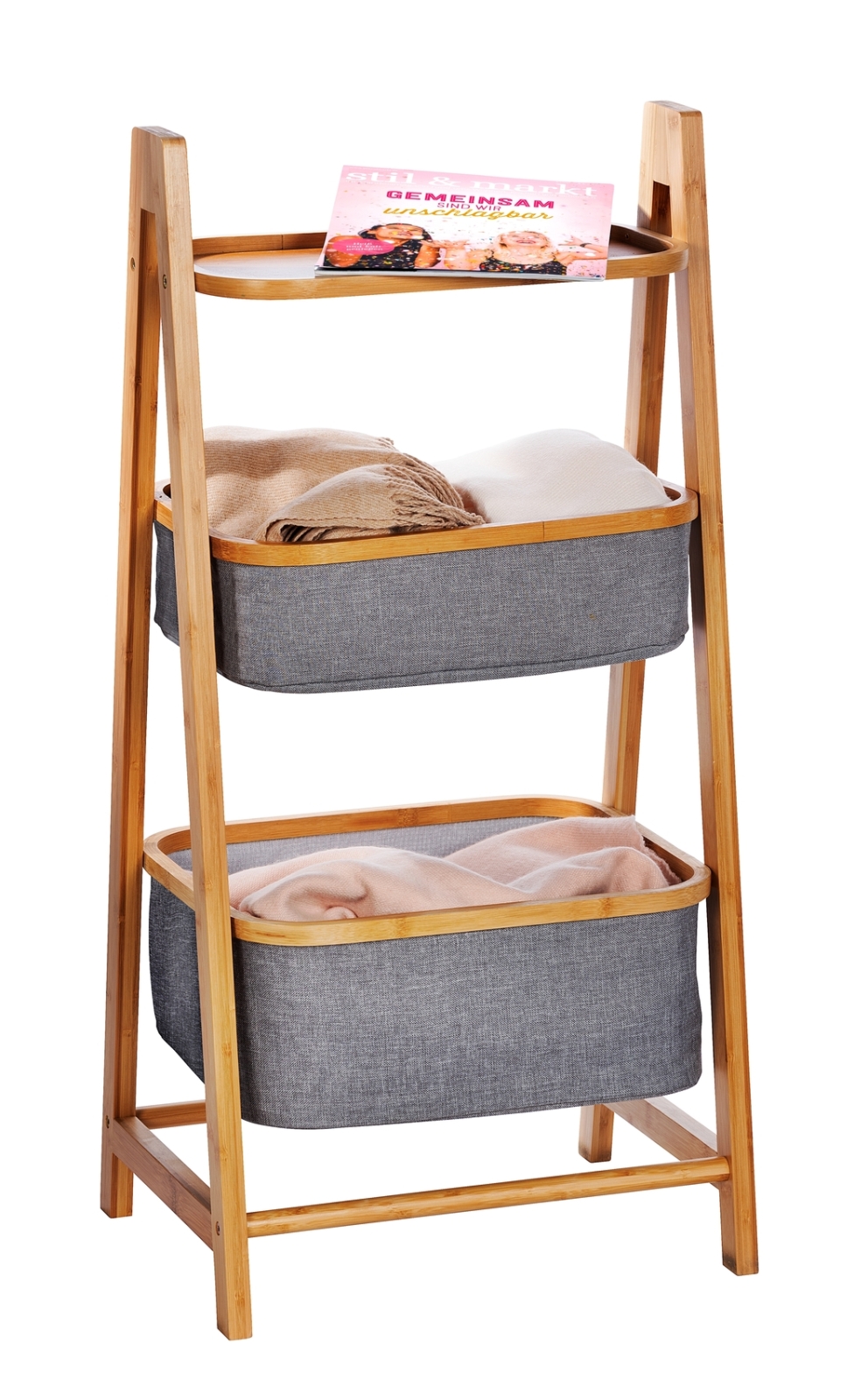 WENKO Badregal BAHARI - Bambus - 2 Körbe