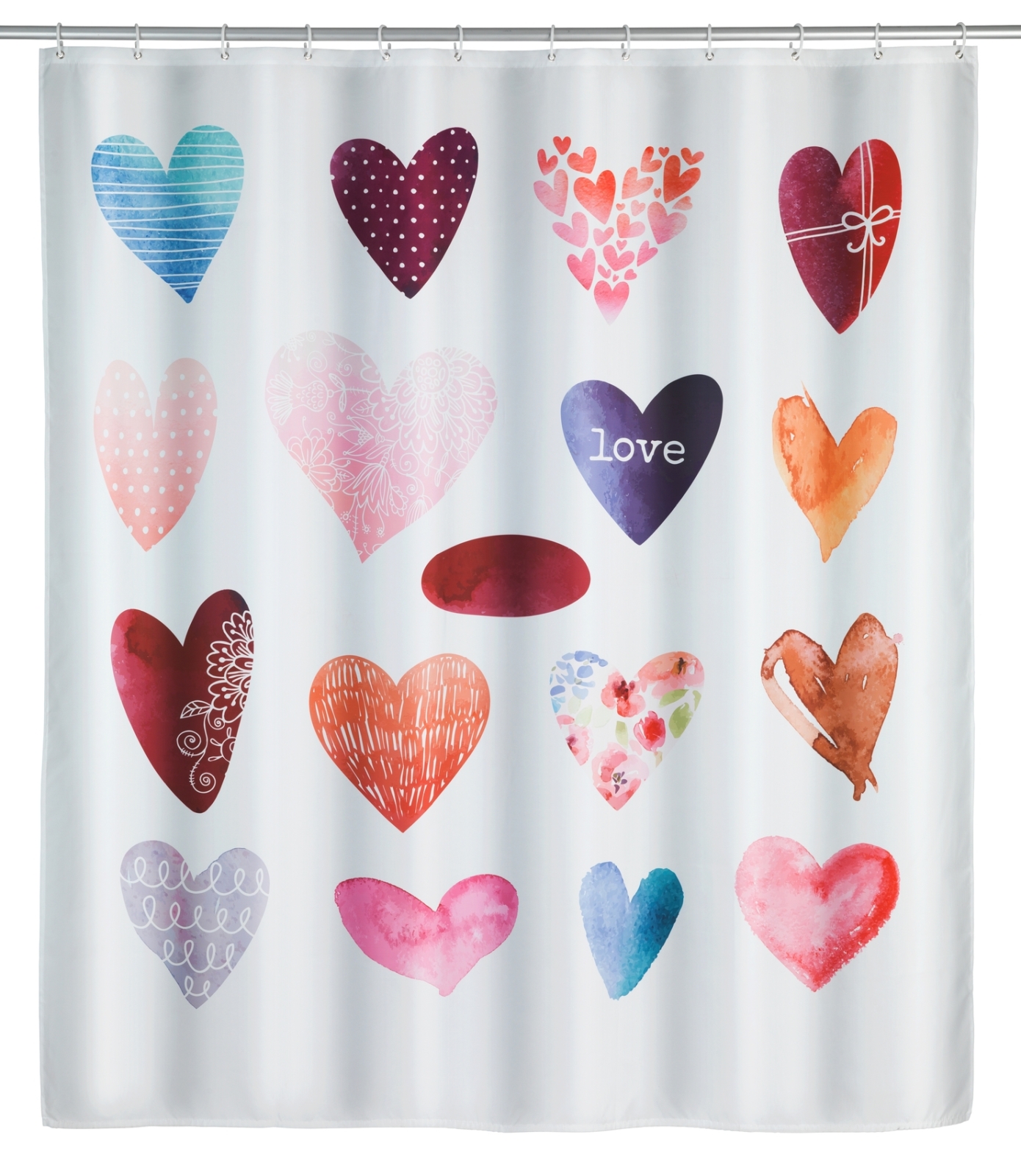 WENKO Duschvorhang LOVE - multicolor - waschbar