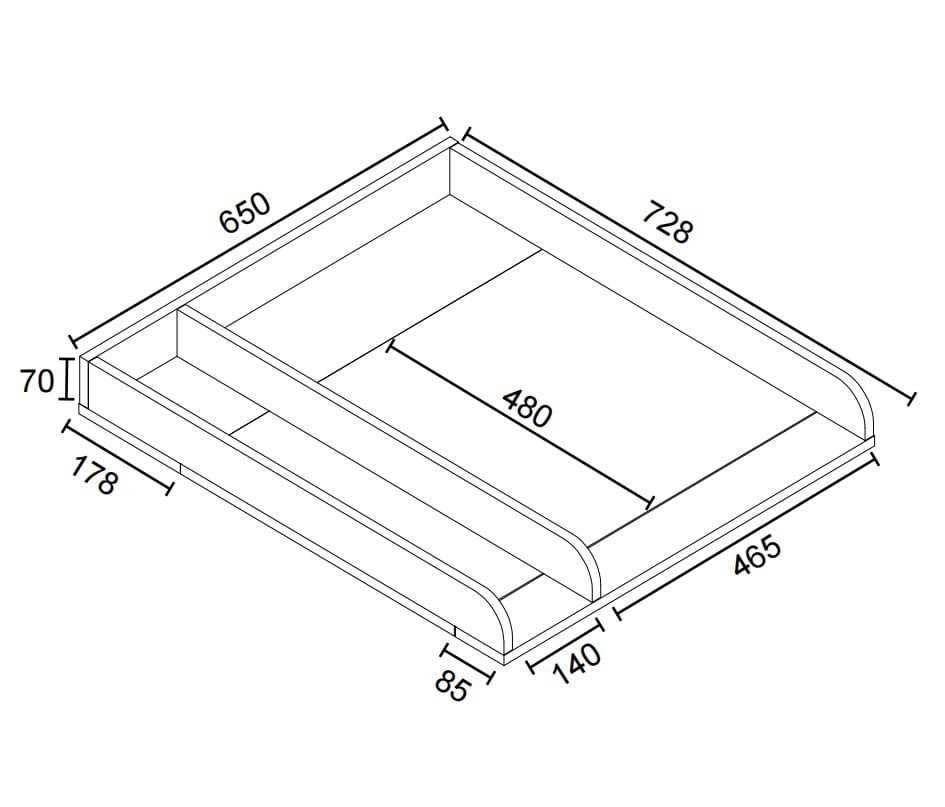 Wickelaufsatz MALIRA - weiß - für Kommoden - universell - 65 cm breit