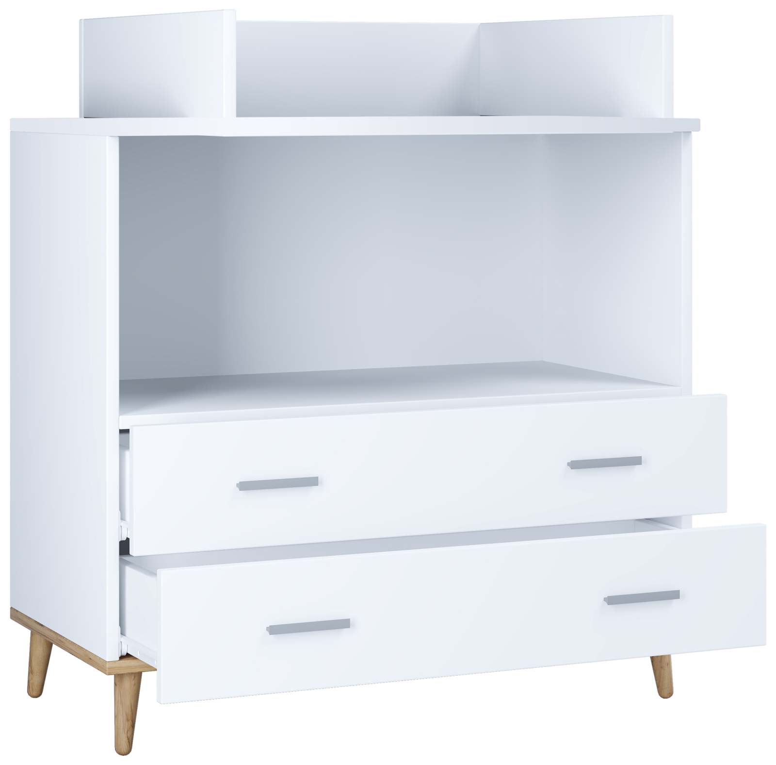 Wickeltisch LANDOS - weiß - Honig Eiche - 80 cm breit