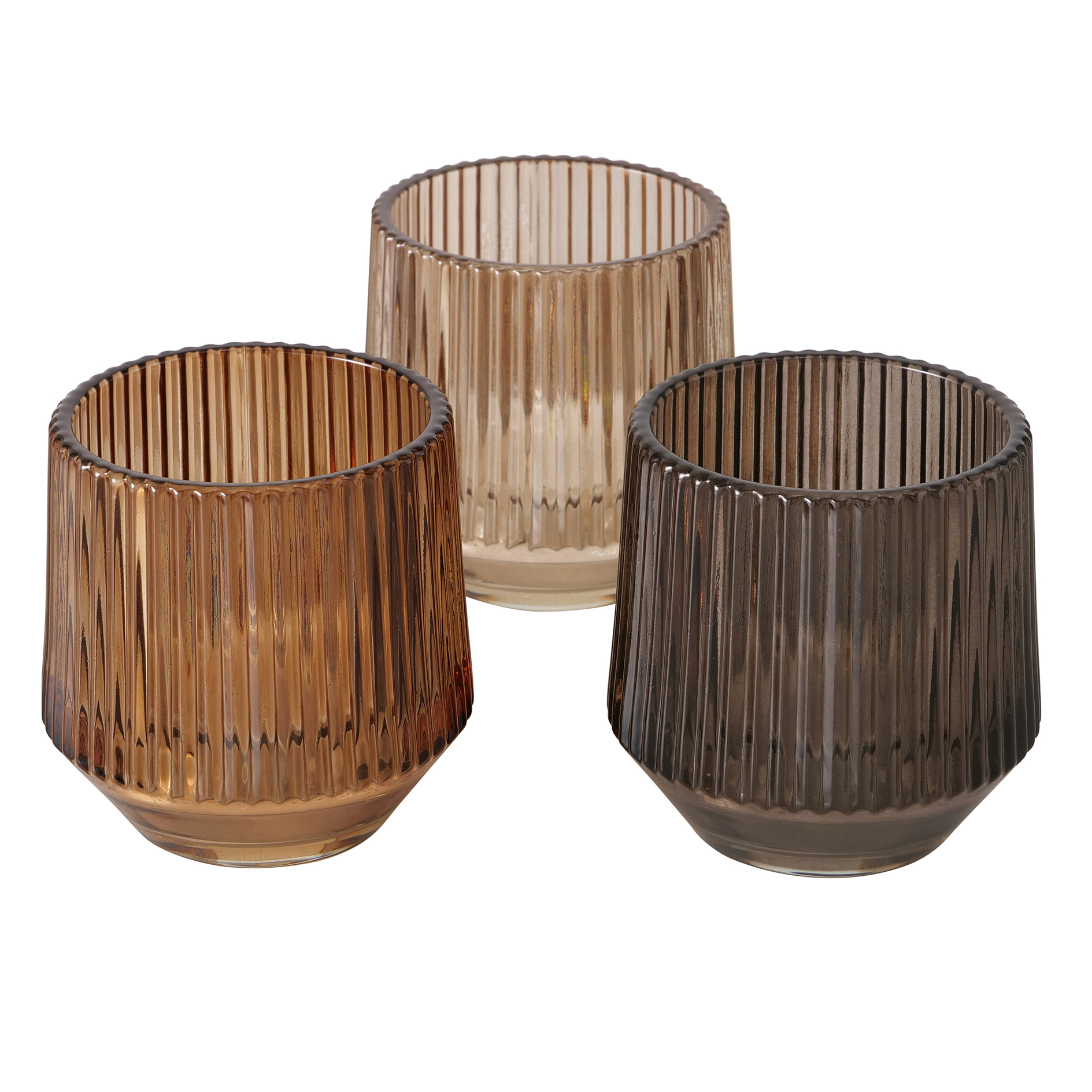 Windlicht - beige-braun - 3-fach sortiert