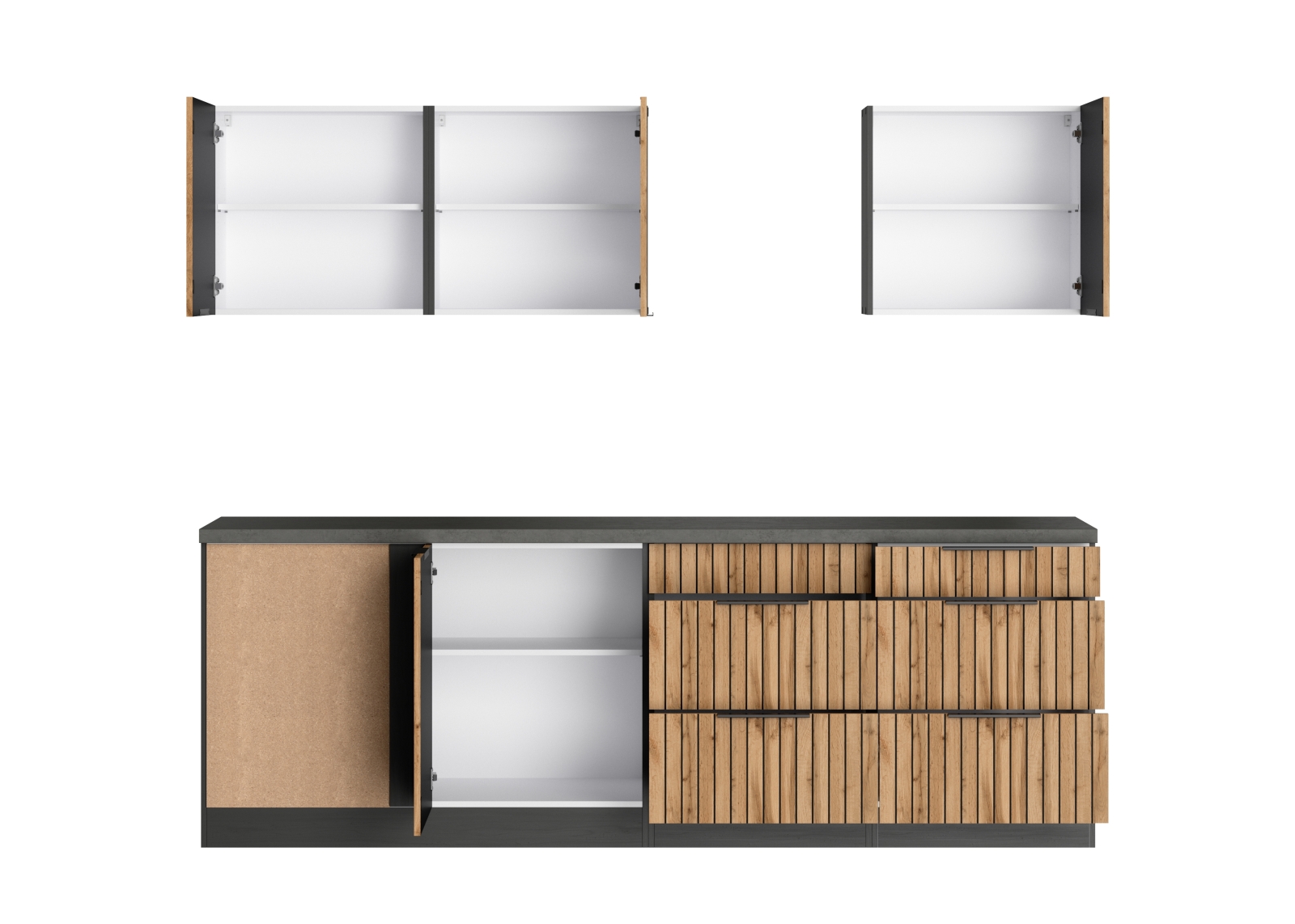 Winkelblock LIVERPOOL - Wotan Eiche - Bio-Komposit-Spüle - 240x240 cm 