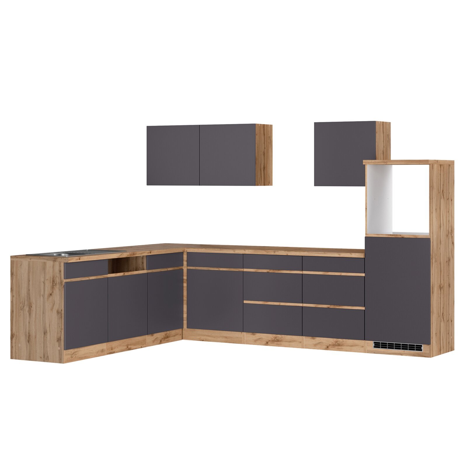 Winkelblock TURIN - Wotan Eiche - graphit - 300x240 cm