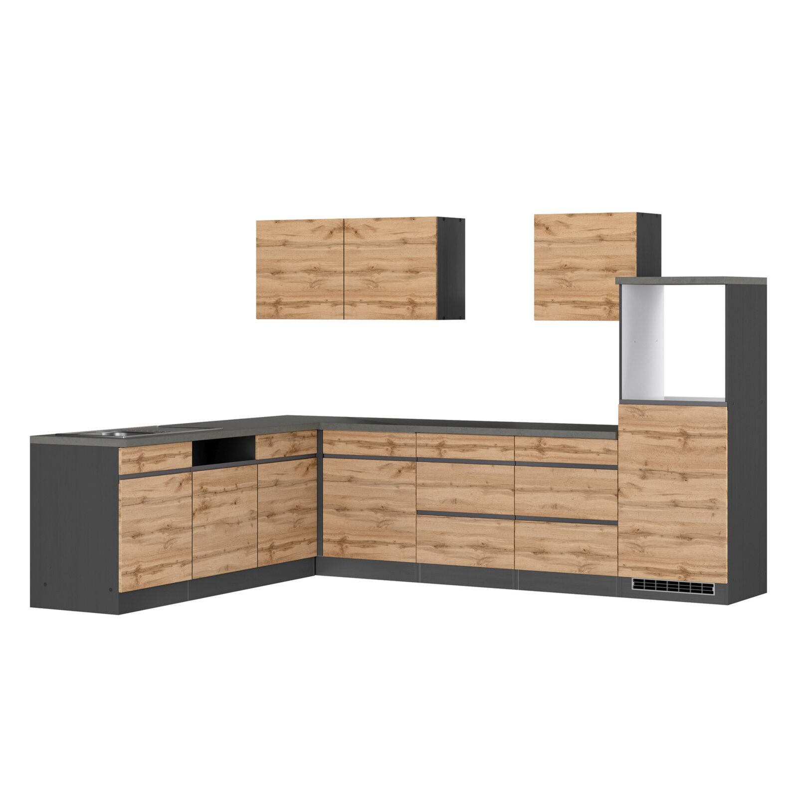 Winkelblock TURIN - Wotan Eiche - graphit - 300x240 cm