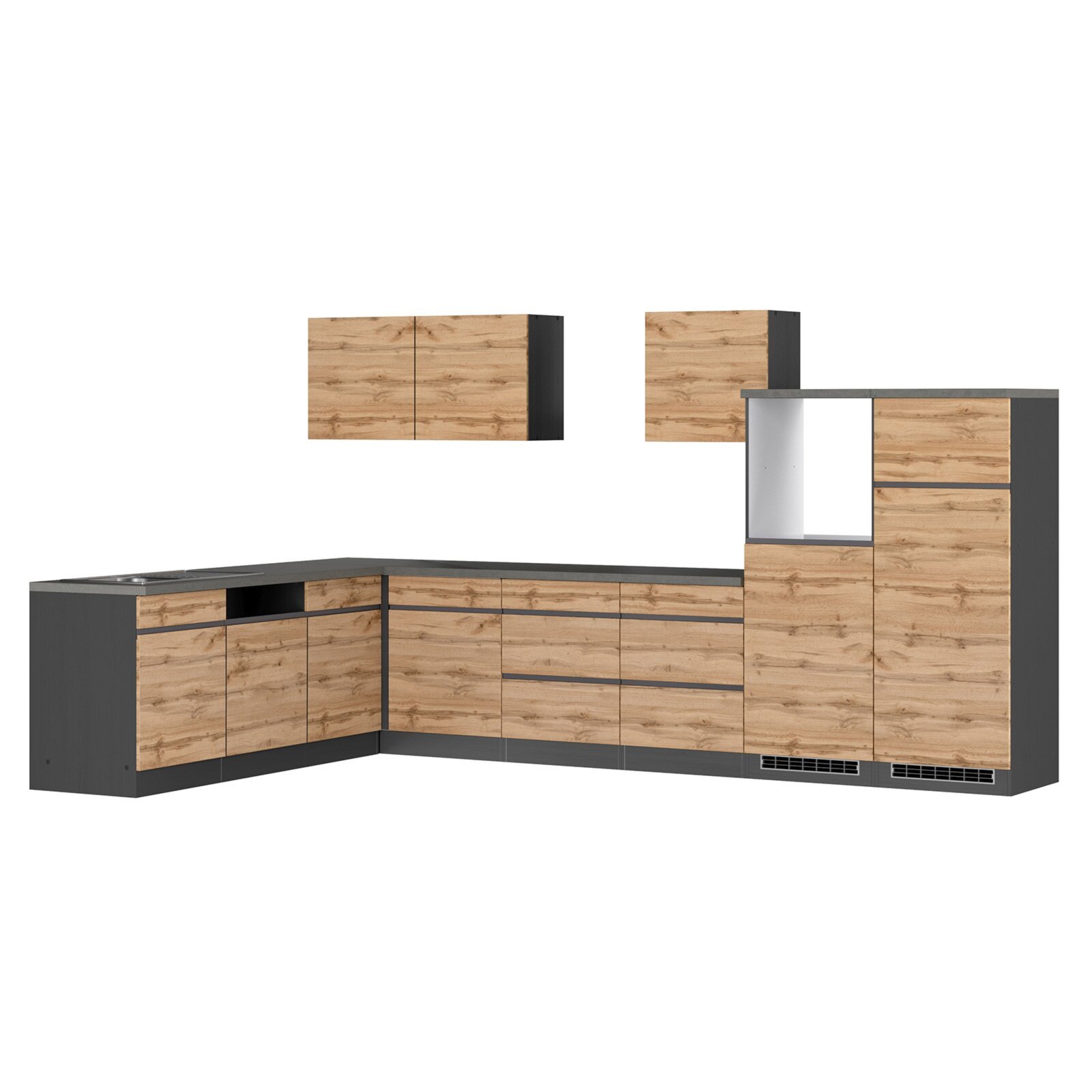 Winkelblock TURIN - Wotan Eiche - graphit - 360x240 cm