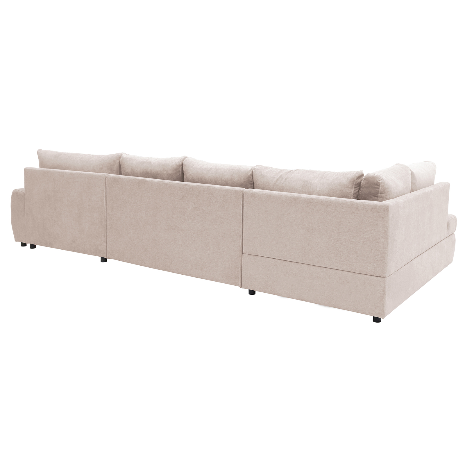 Wohnlandschaft - beige - 2 Staukästen - Ottomane rechts