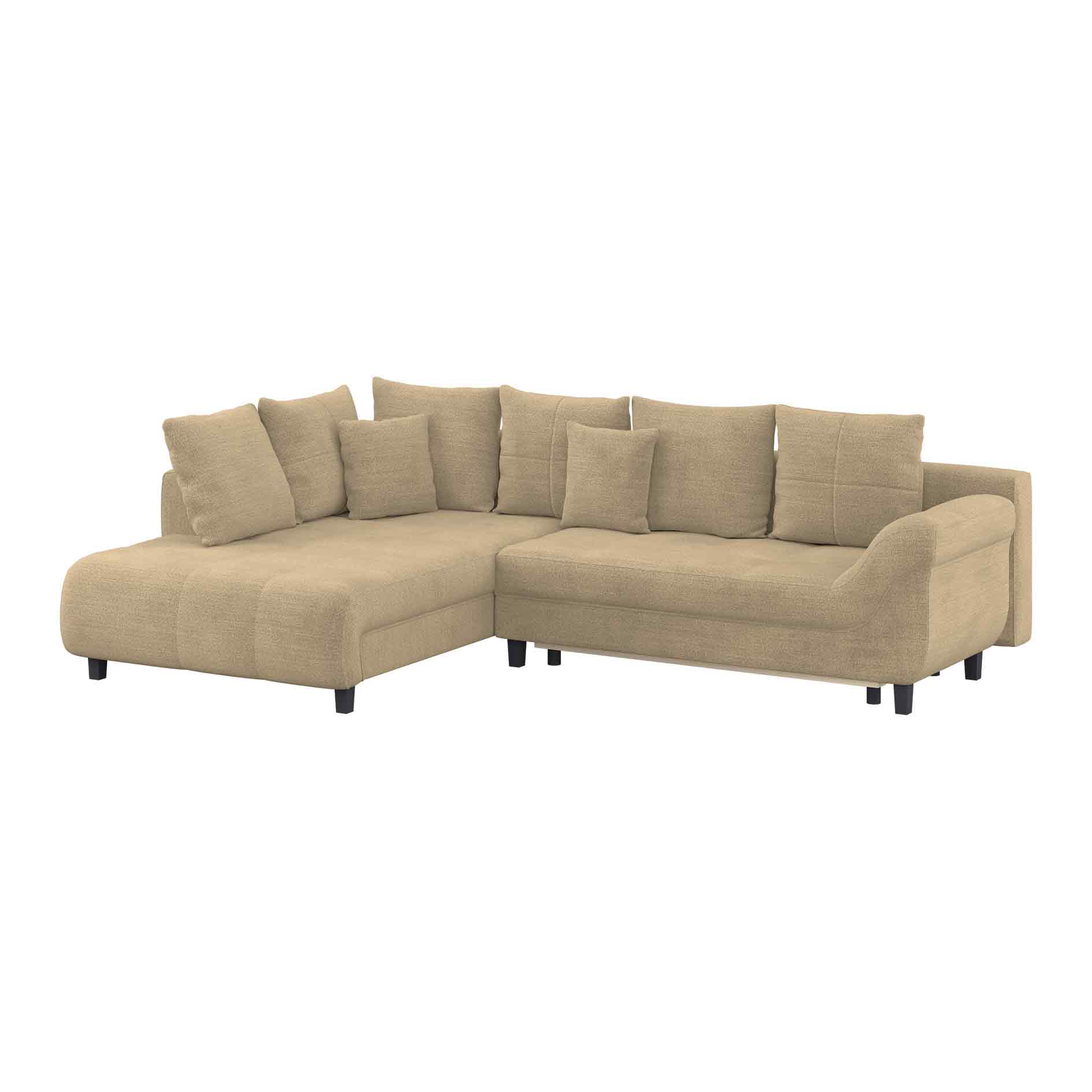 Wohnlandschaft - beige - Liegefunktion und Staukasten - Recamiere links