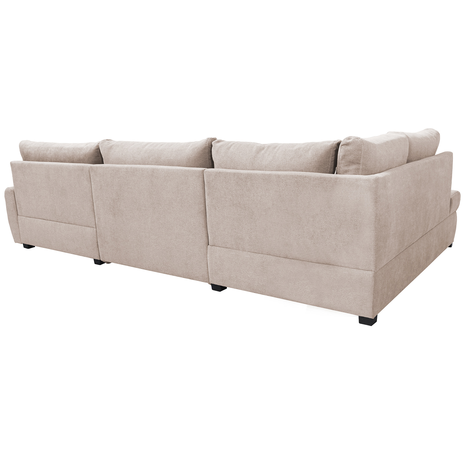 Wohnlandschaft - beige - mit Liegefunktion und Staukasten - Ottomane rechts