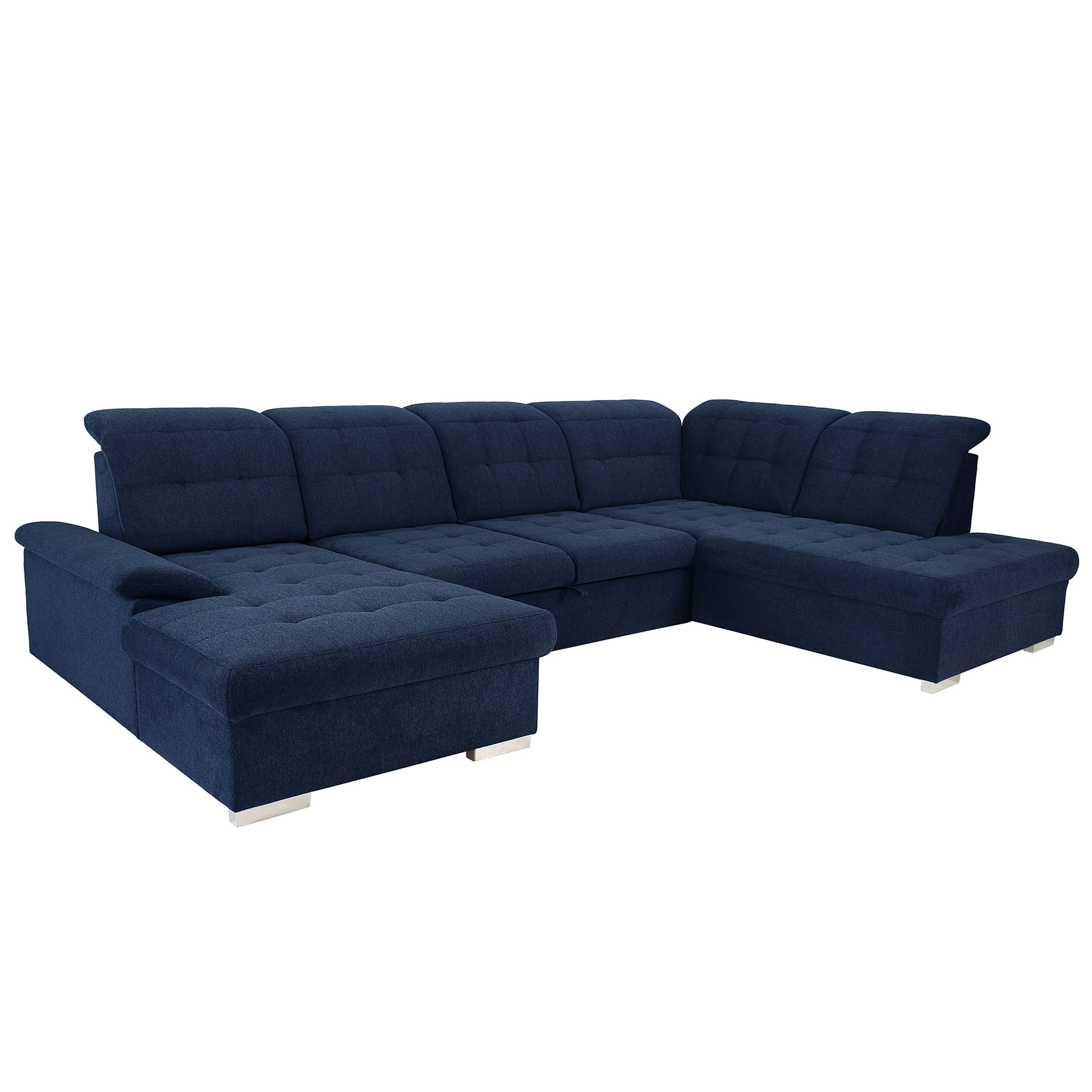 Wohnlandschaft - deepblue - Liegefunktion - Staukasten - Recamiere links
