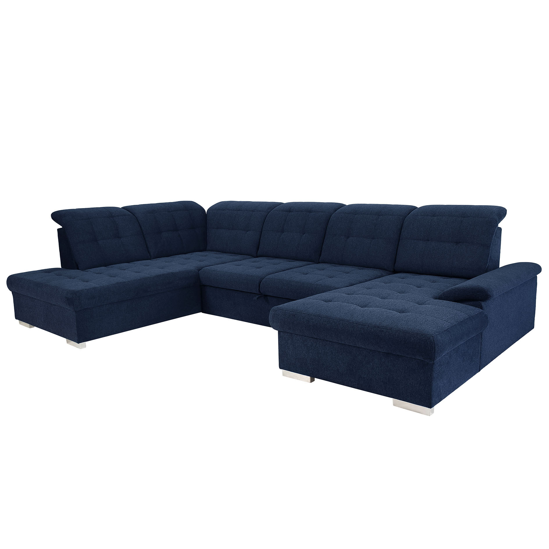 Wohnlandschaft - deepblue - Liegefunktion - Staukasten - Recamiere rechts