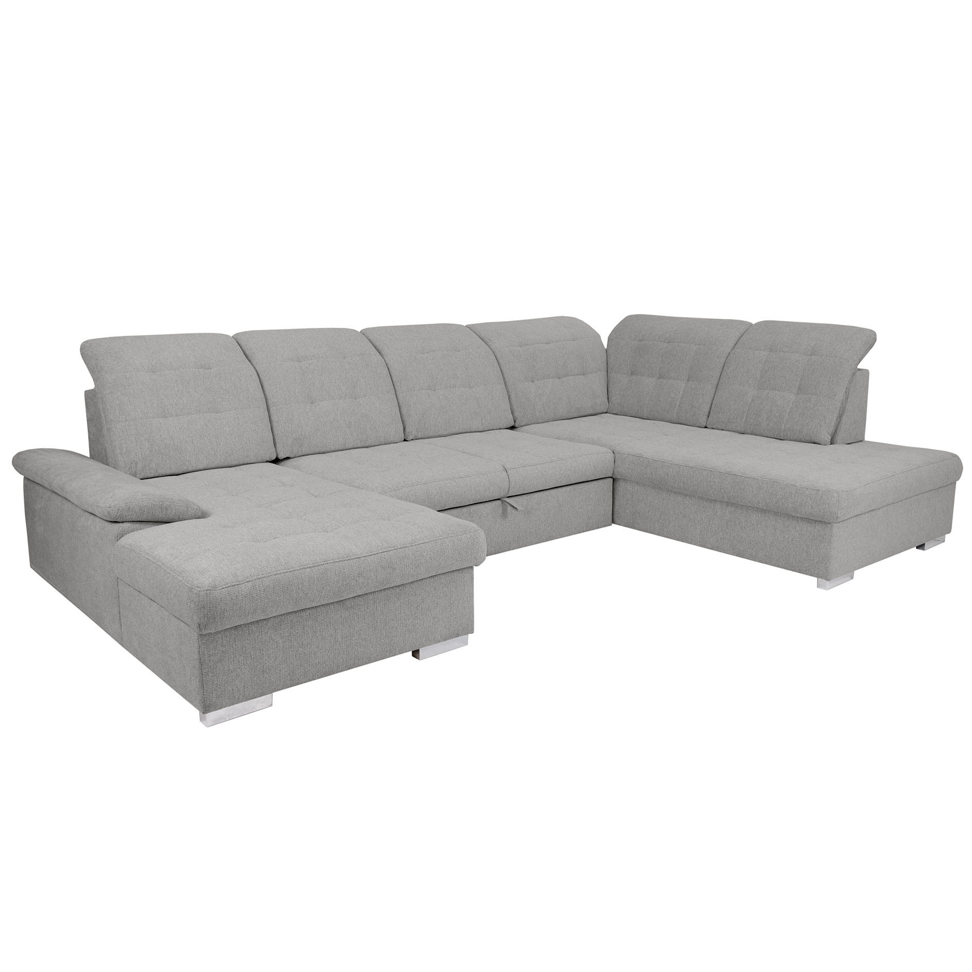 Wohnlandschaft - light grey - Liegefunktion - Staukasten - Recamiere links