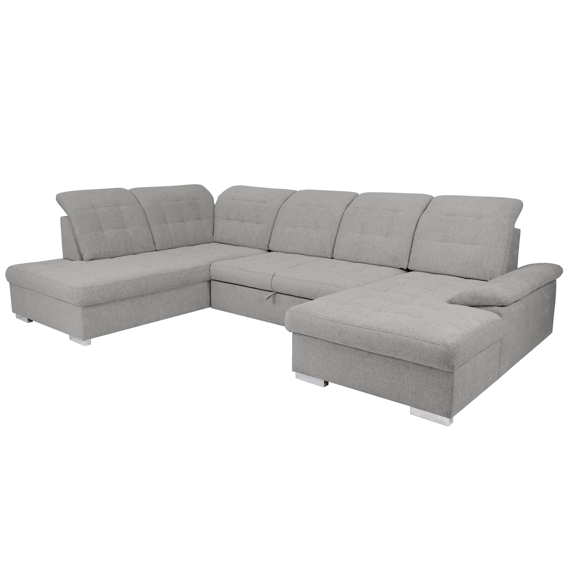Wohnlandschaft - light grey - Liegefunktion - Staukasten - Recamiere rechts