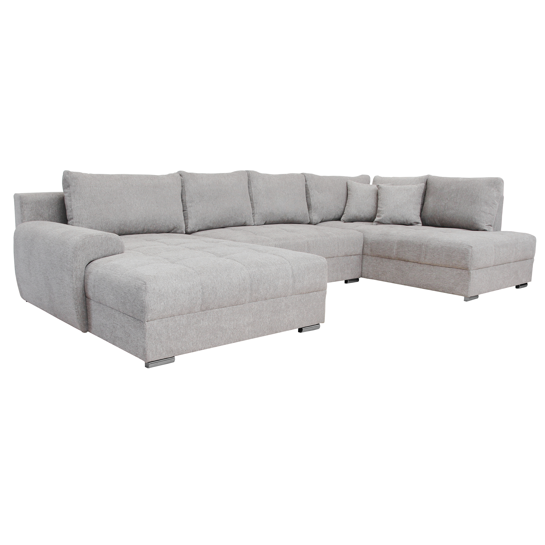 Wohnlandschaft - lightgrey - Liegefunktion und Staukasten - Recamiere rechts