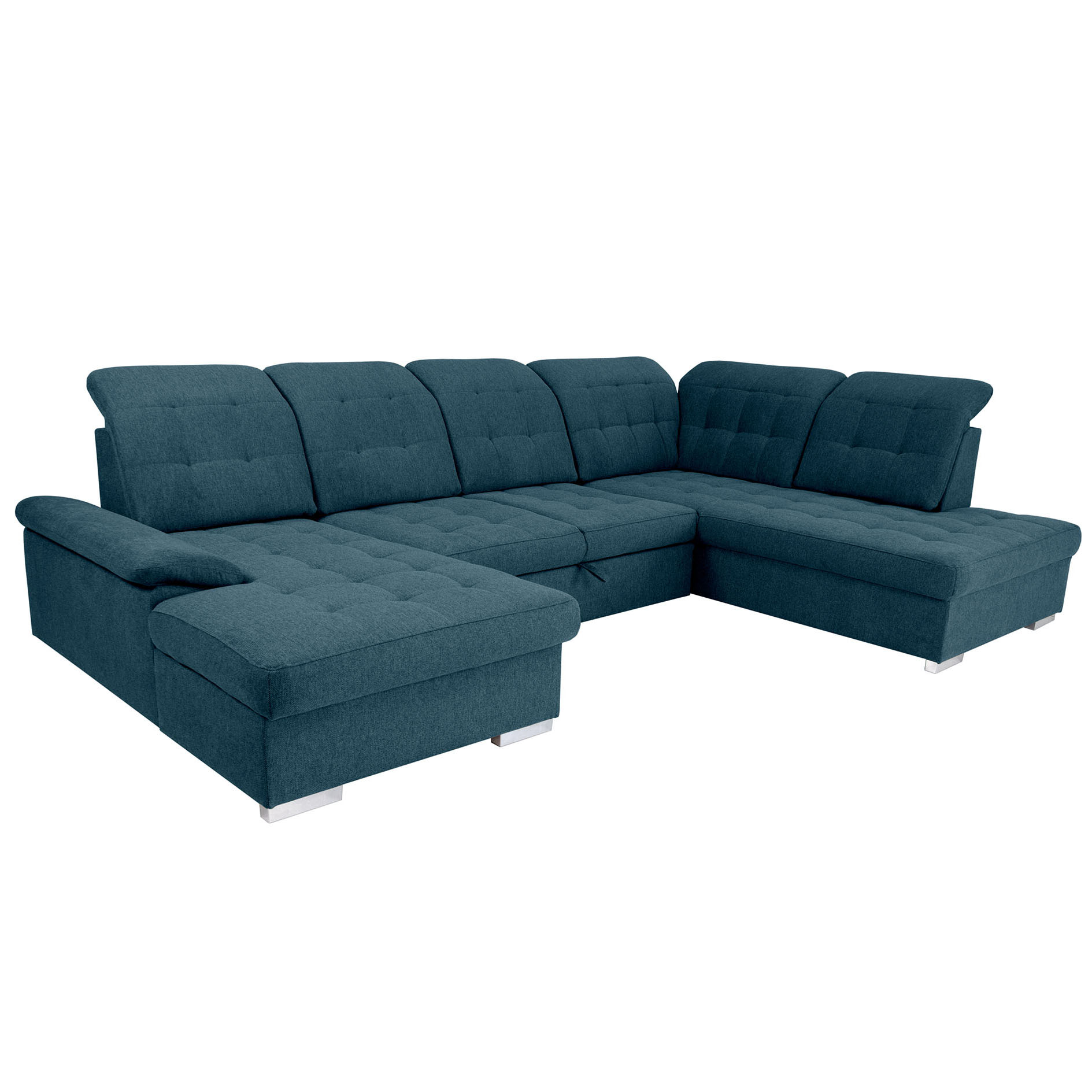 Wohnlandschaft - ocean blue - Liegefunktion - Staukasten - Recamiere links