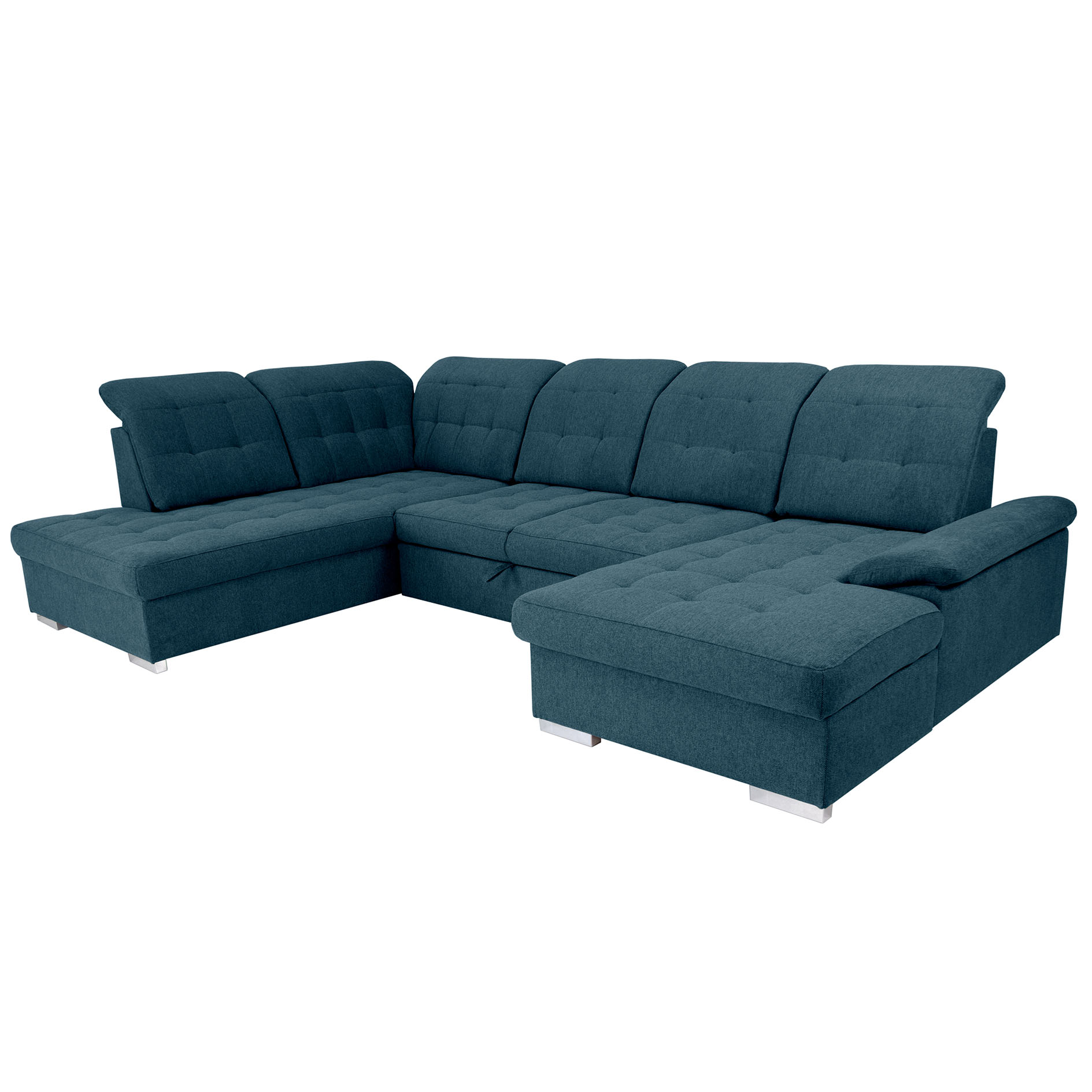 Wohnlandschaft - ocean blue - Liegefunktion - Staukasten - Recamiere rechts