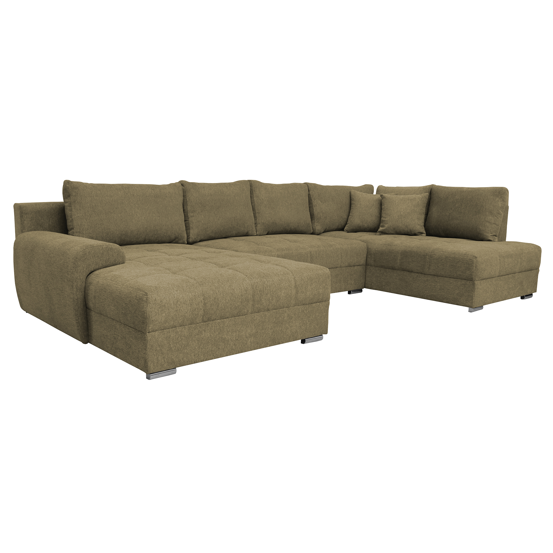 Wohnlandschaft - olive - Liegefunktion und Staukasten - Recamiere rechts