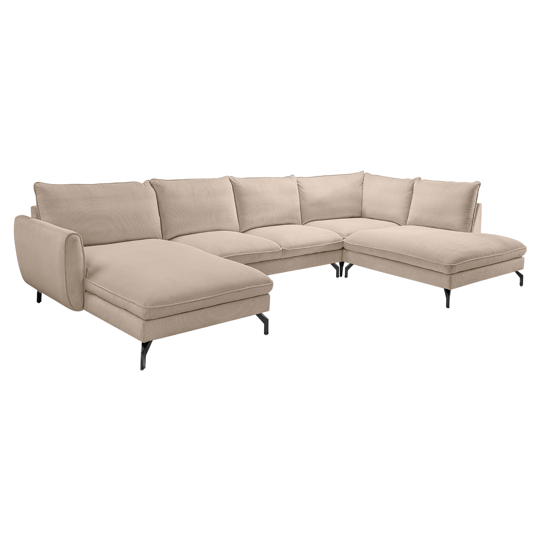 Wohnlandschaft TORONTO - beige - Kleincord - mit Kissen
