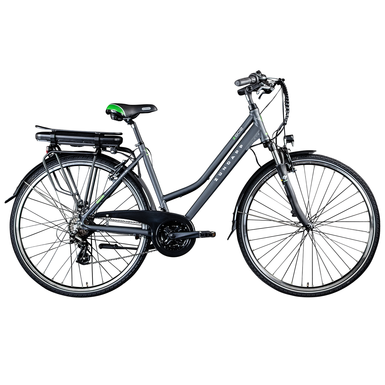 ZÜNDAPP E-Trekkingbike Damen Z802 - grau-grün - 28"